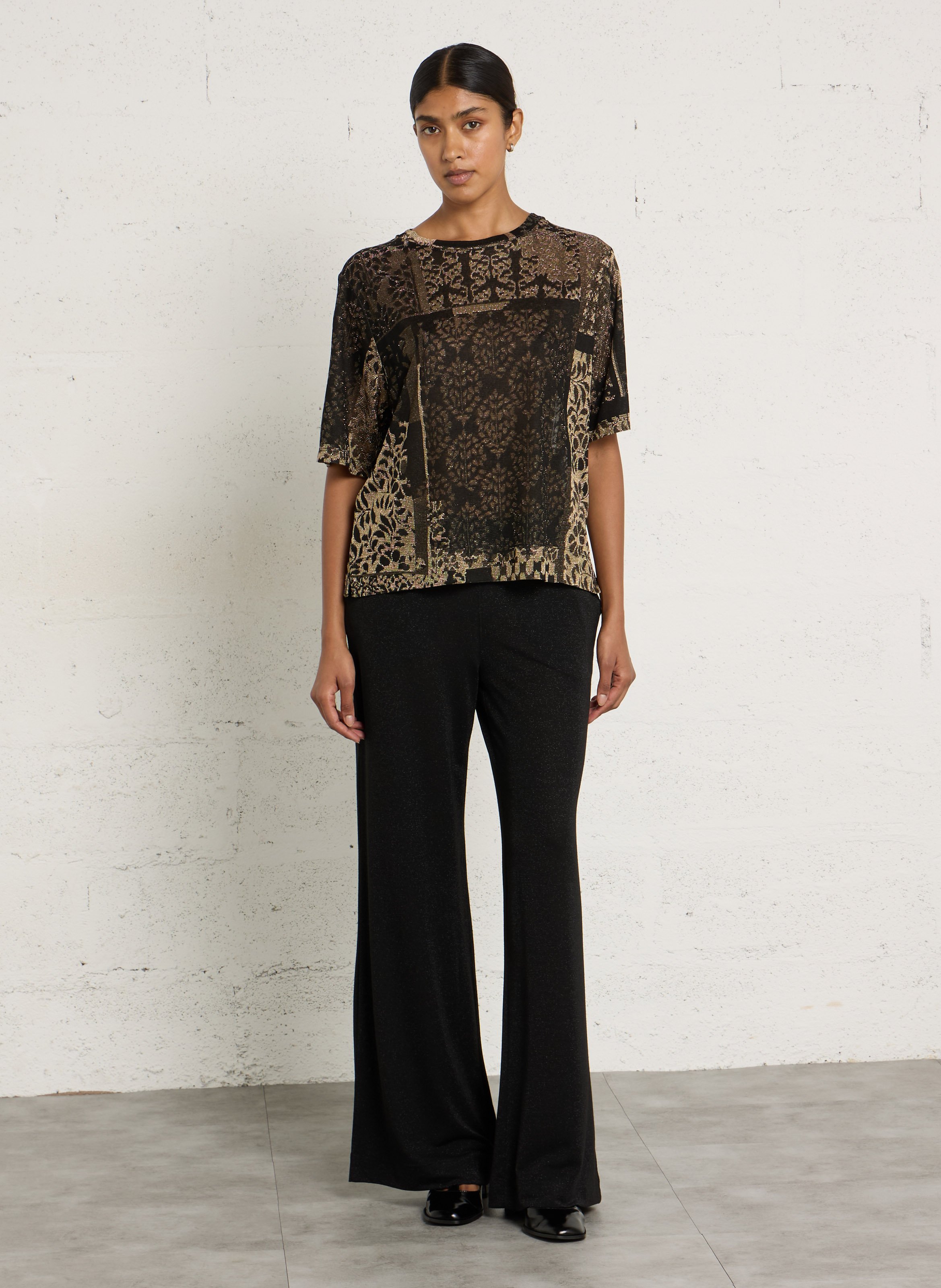 Oversized metallic crew-neck sweater MOMONI Black