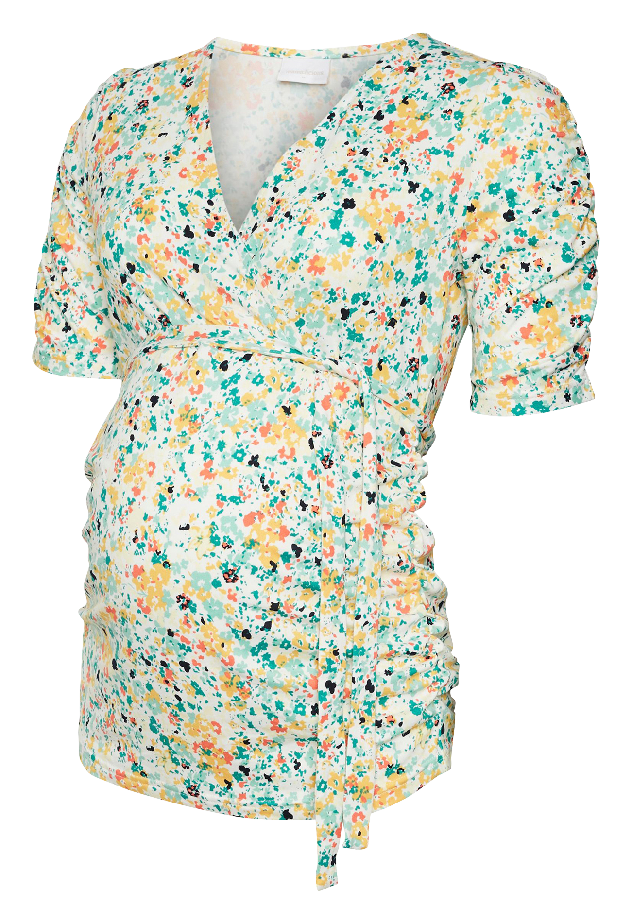 Top col V à motif abstrait MAMALICIOUS Blanc