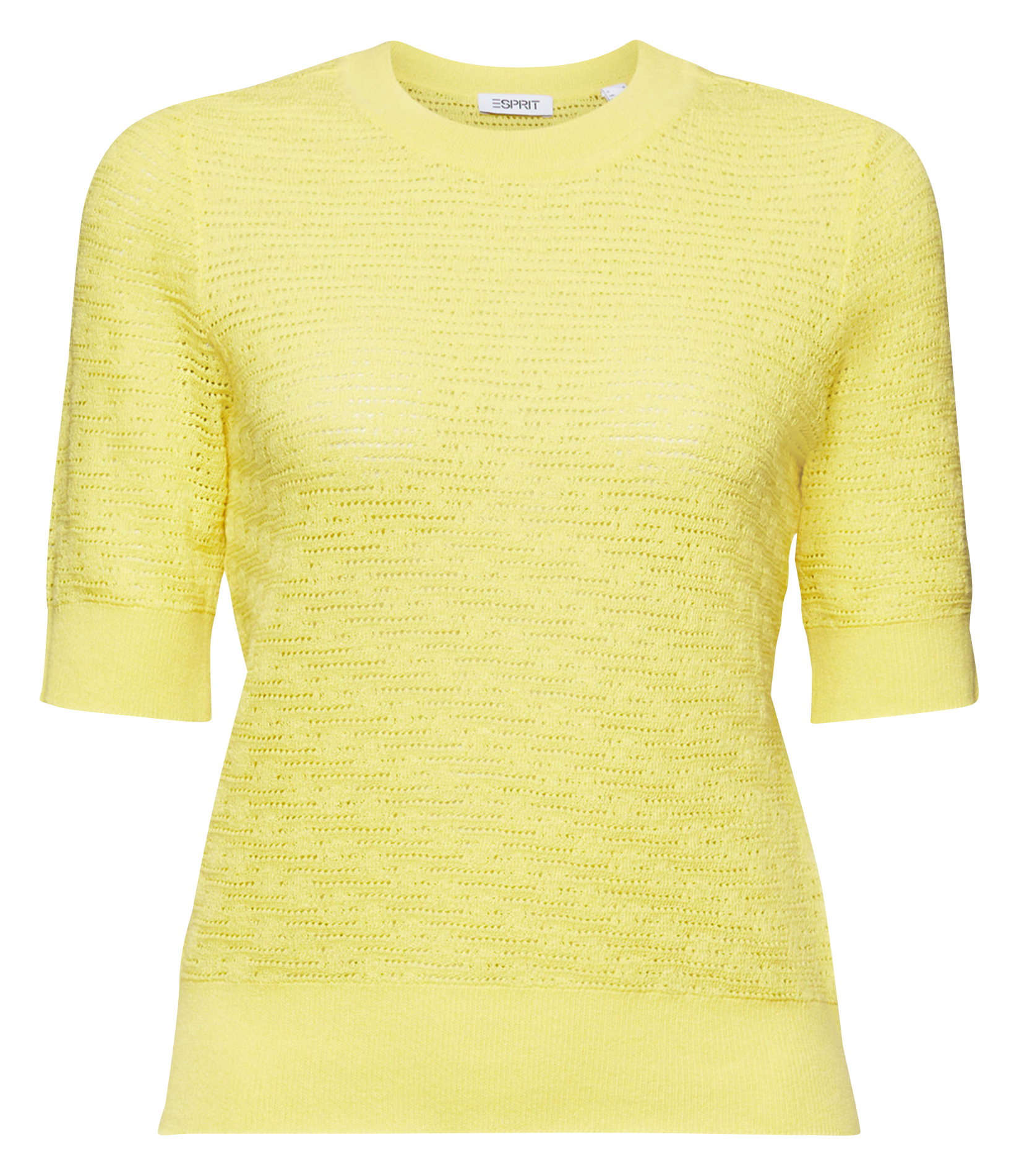 Pull moulant col V à manches courtes ESPRIT Jaune