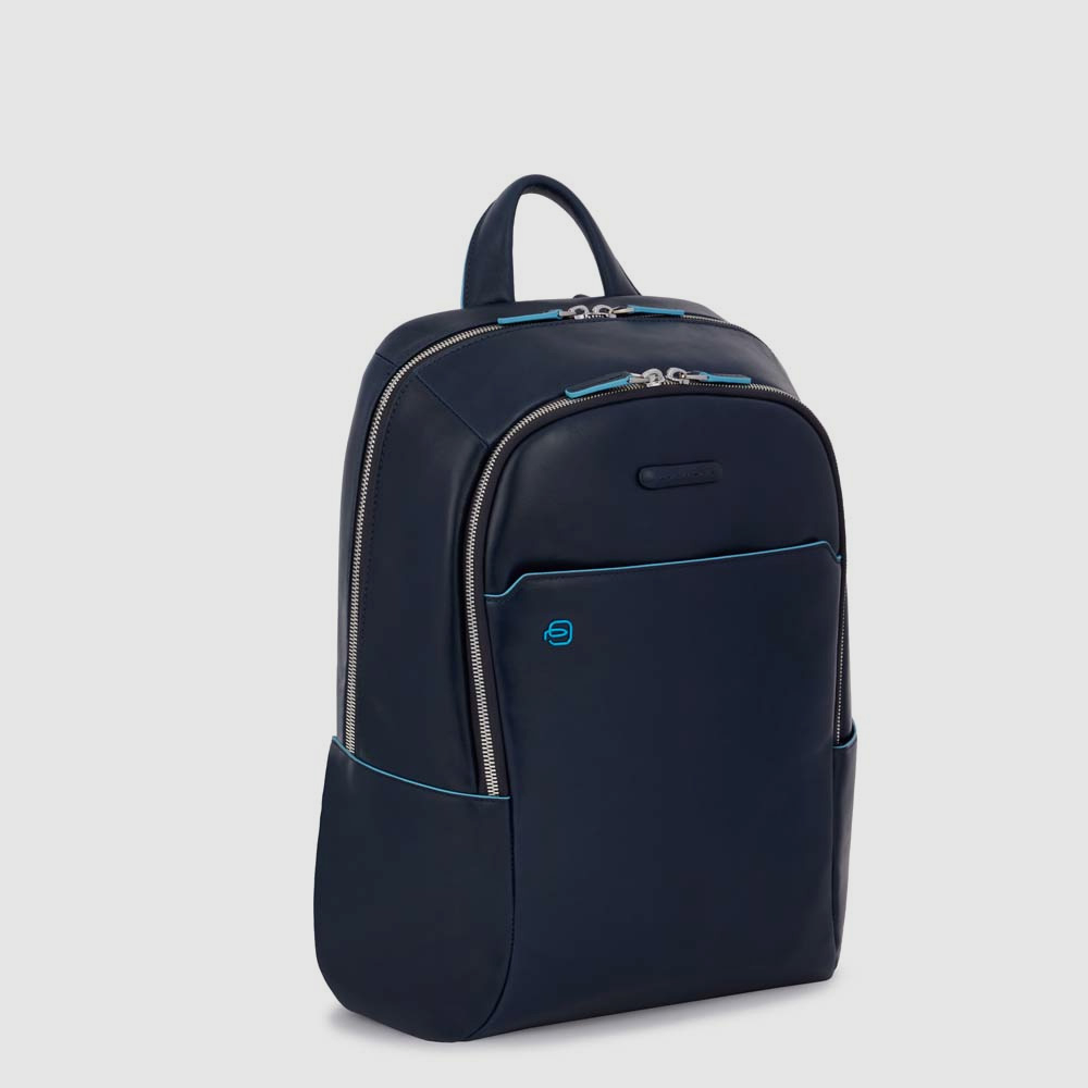 Leather backpack PIQUADRO Blue