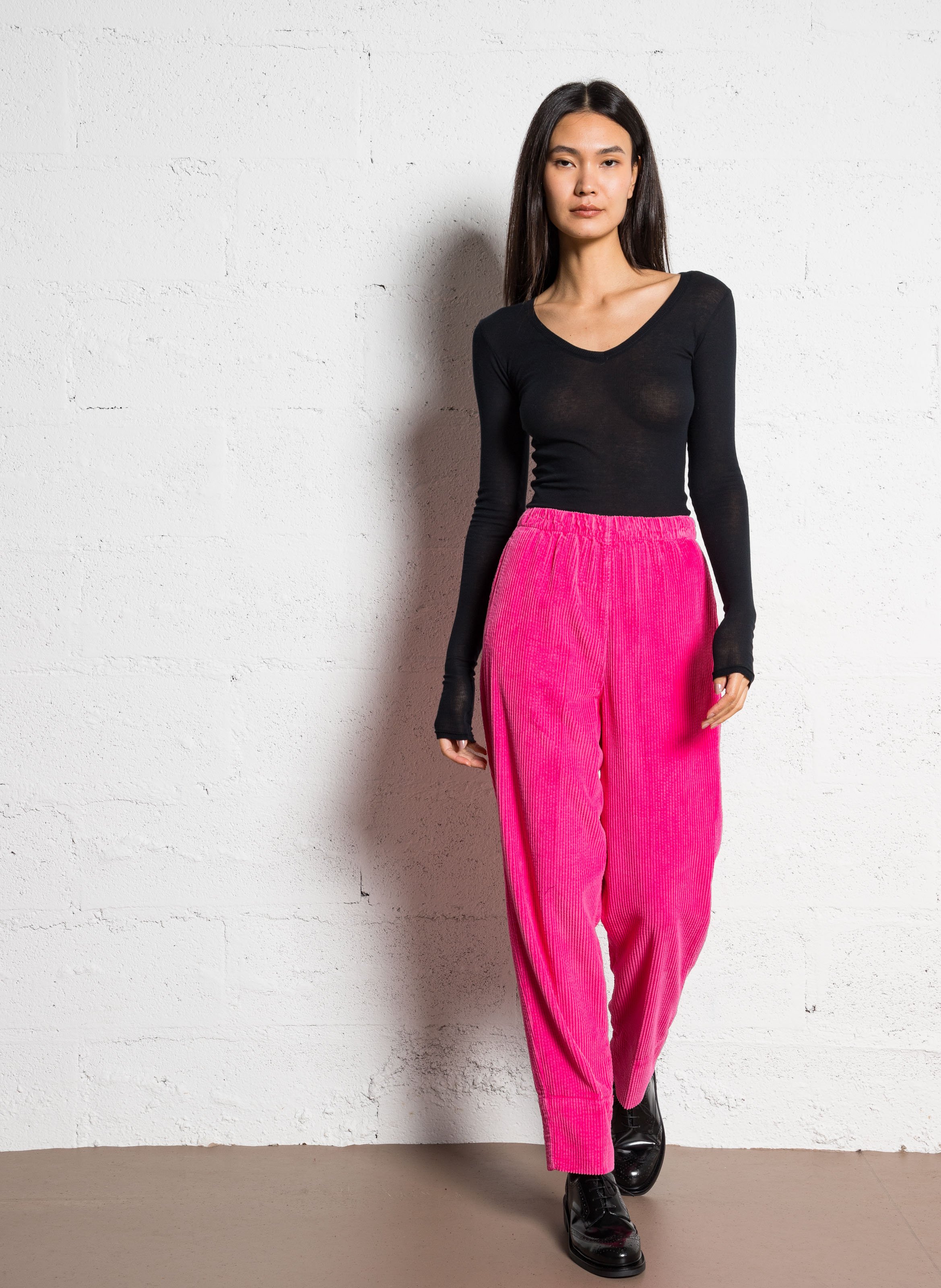 Fitted V-neck cotton t-shirt AMERICAN VINTAGE Black