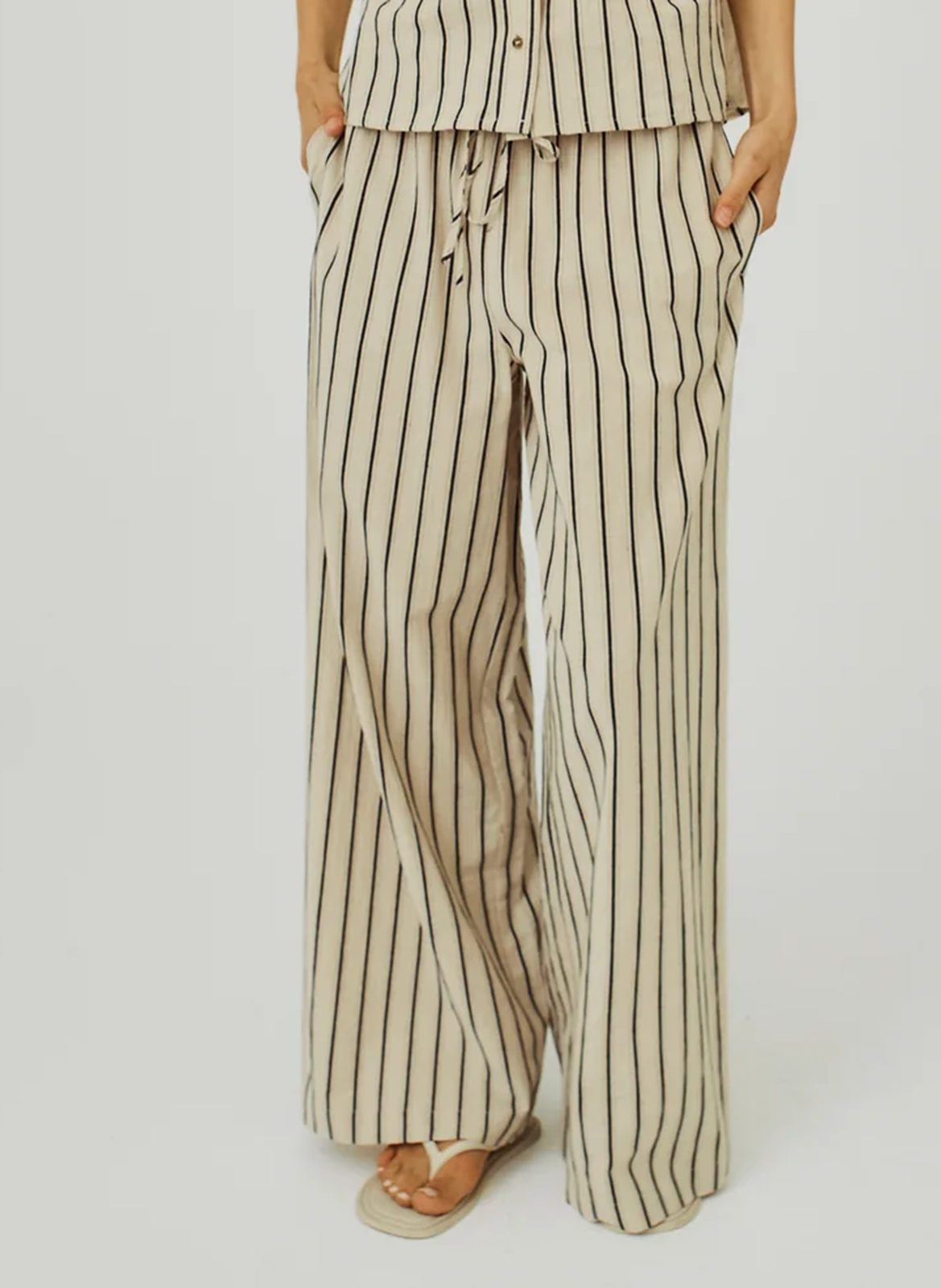 Straight striped cotton pants NORR Black