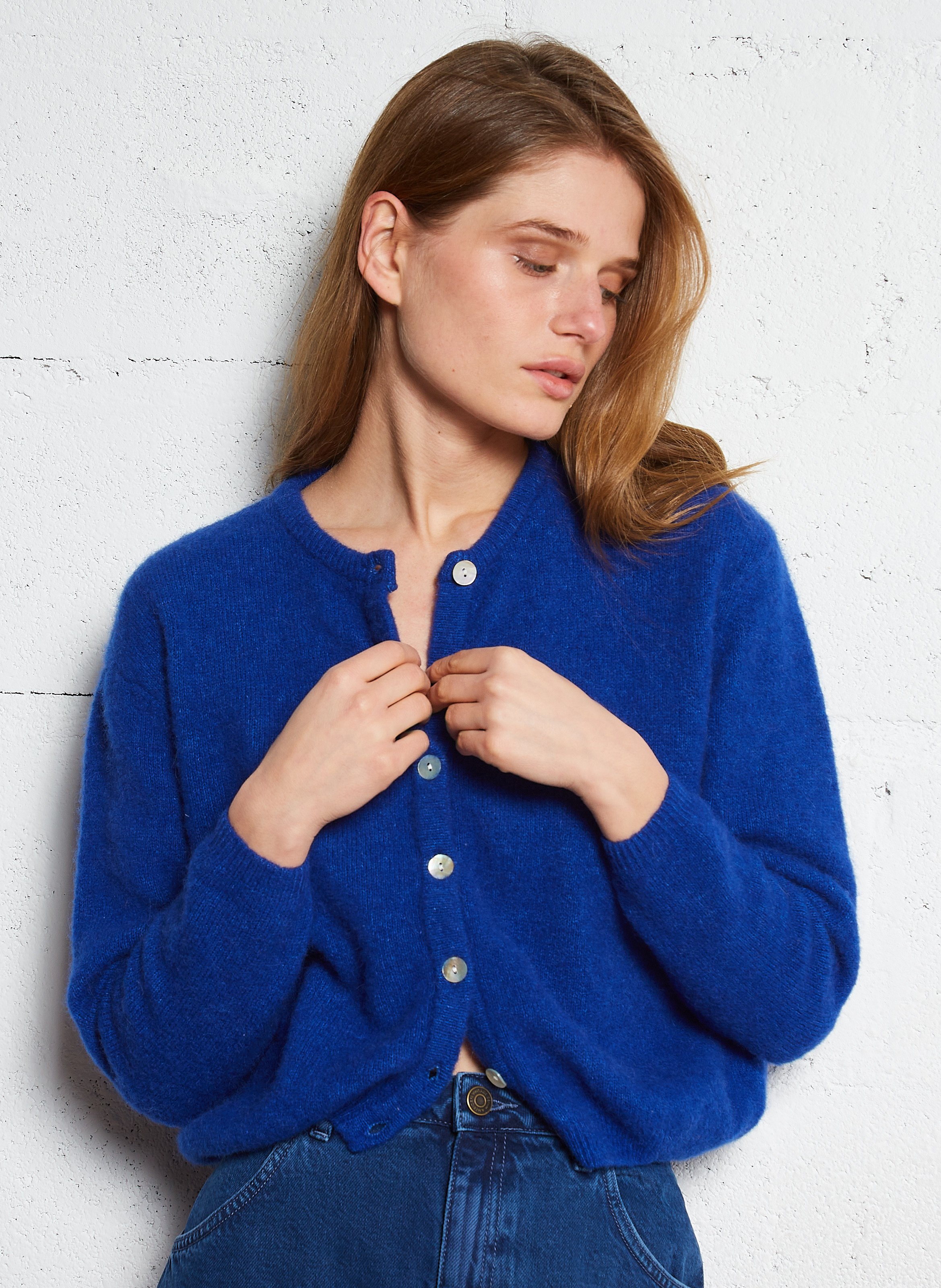 Weit geschnittene Strickjacke aus Wollmix AMERICAN VINTAGE