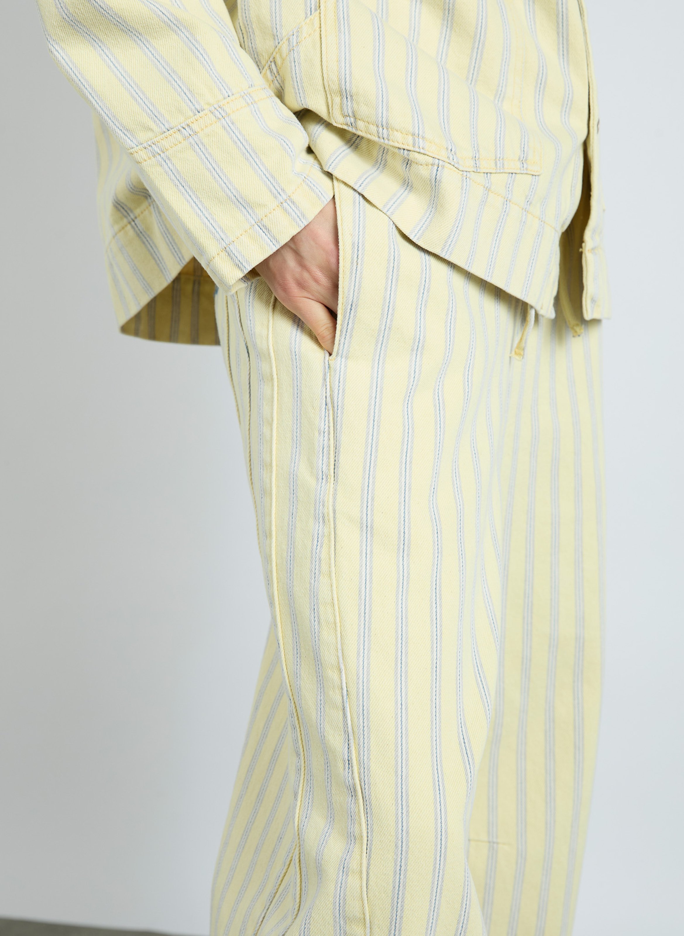 Straight striped organic cotton trousers DAMSON MADDER Yellow