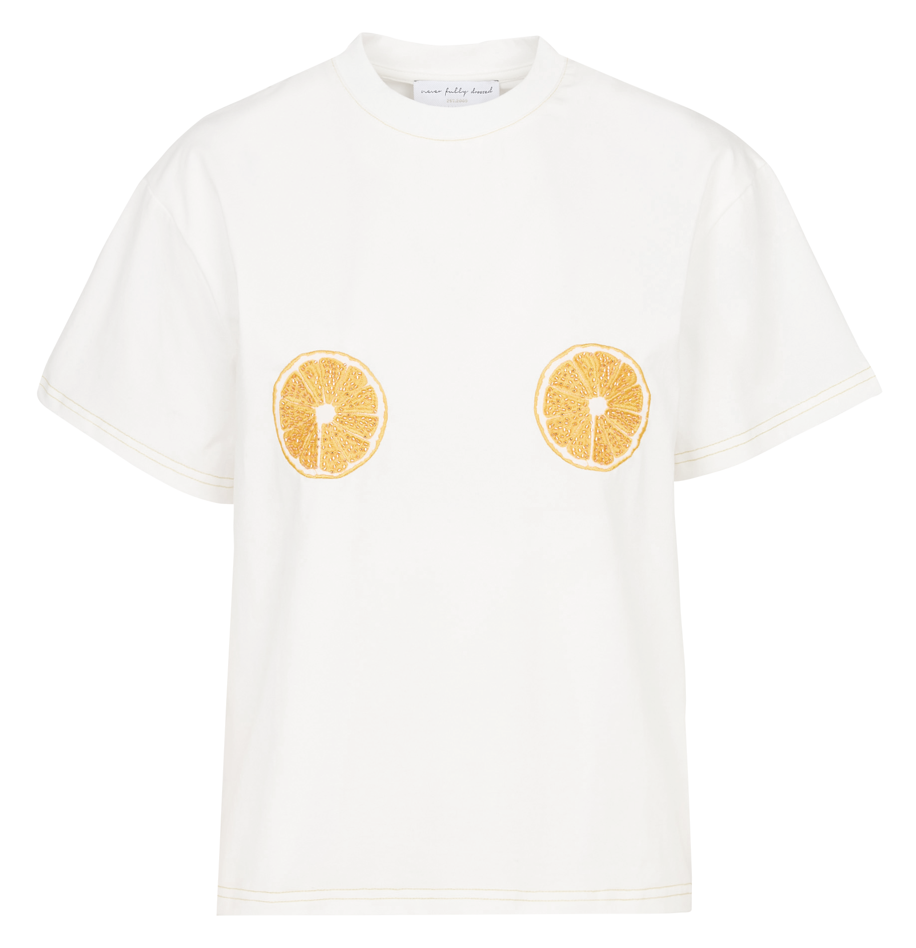 Short-sleeve embroidered T-shirt NEVER FULLY DRESSED White