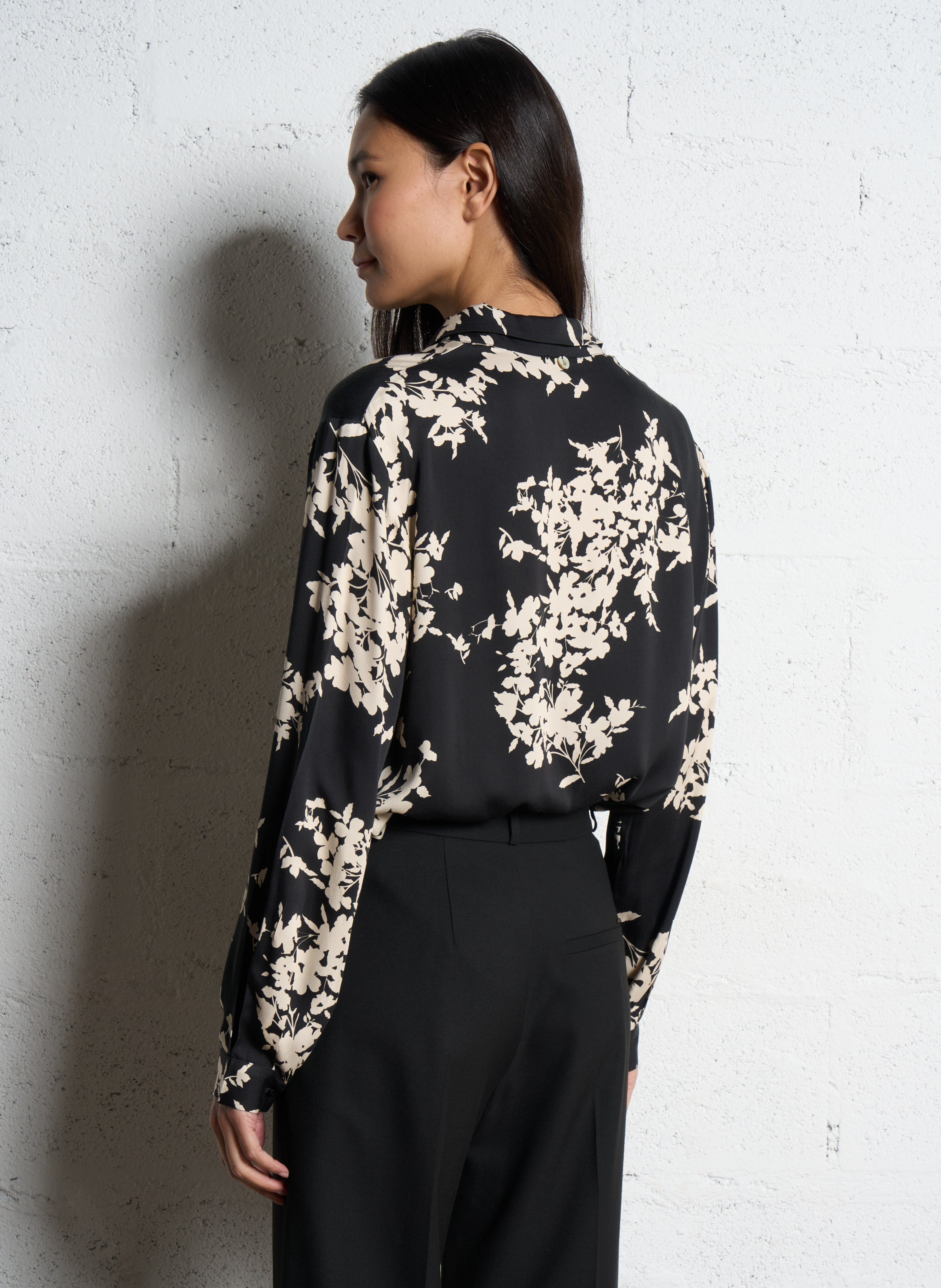 Soepelvallende, rechte blouse met print ONE STEP Zwart