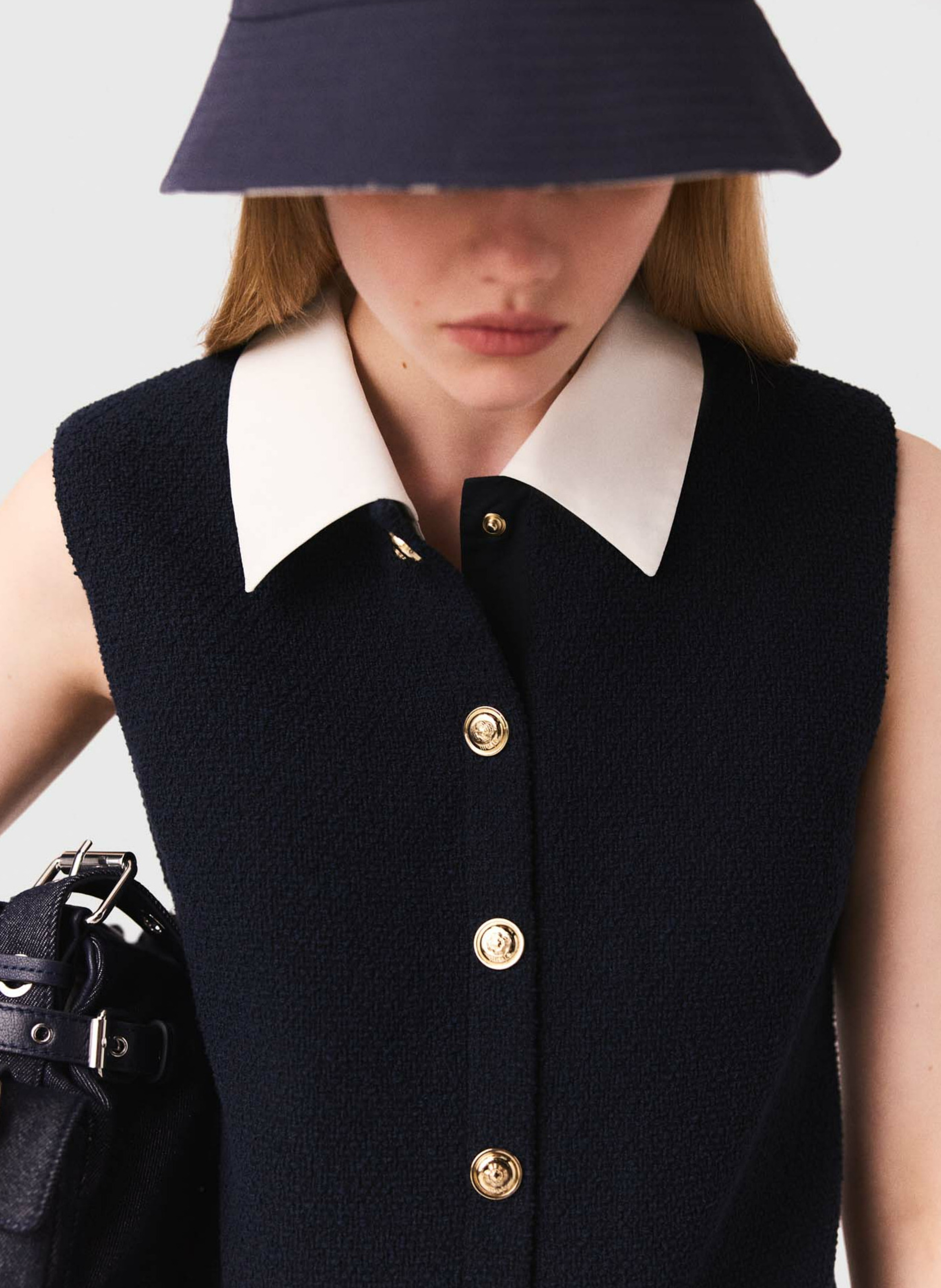 Robe courte en coton mélangé MAJE Bleu