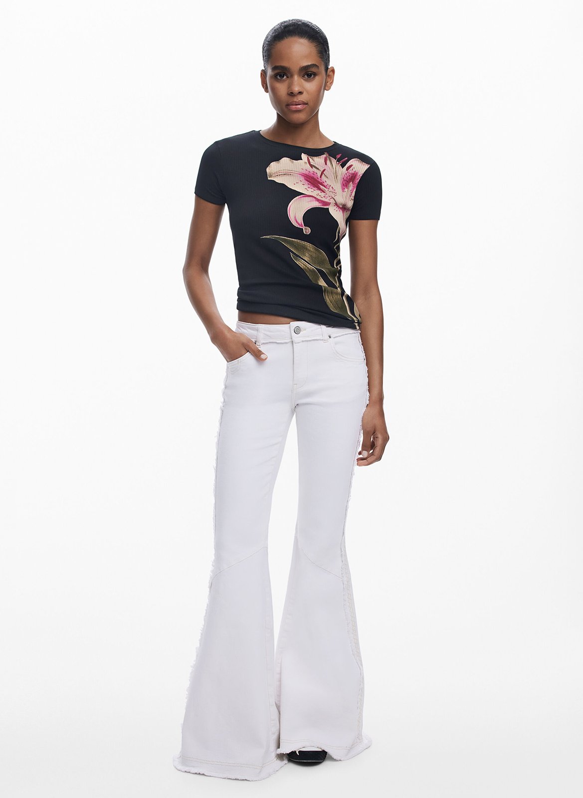 Jean patte d'eph en coton mélangé DESIGUAL Blanc