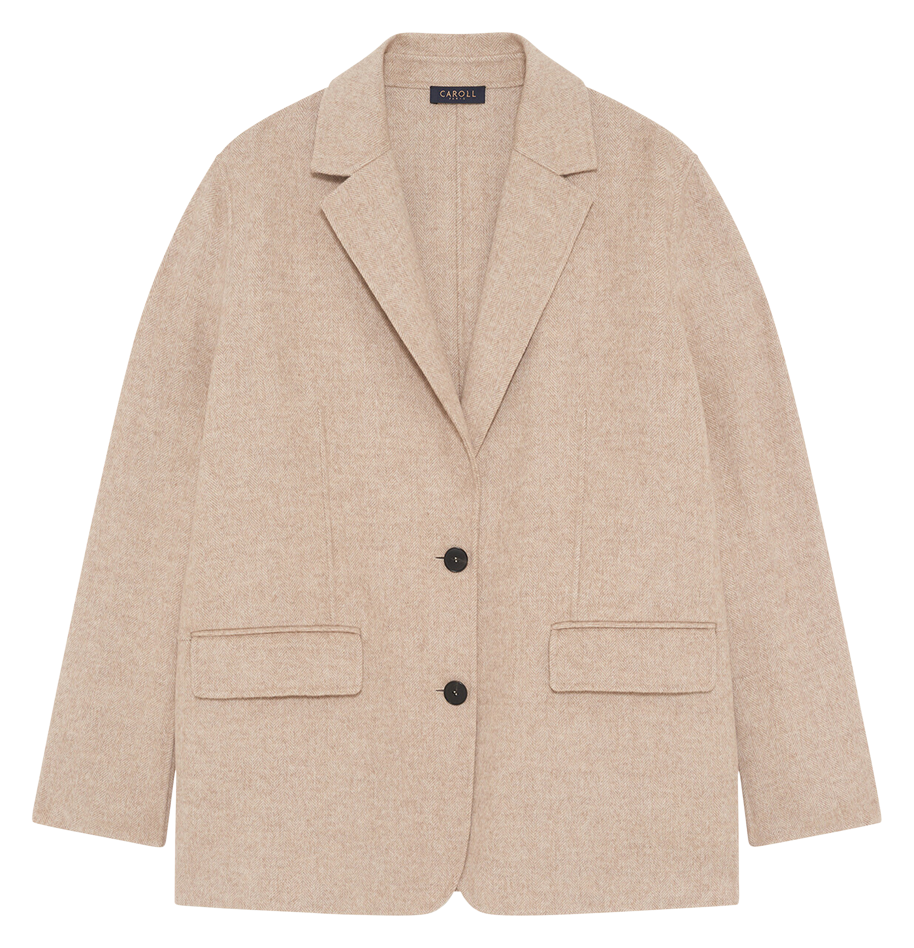 Fitted wool-blend suit collar jacket CAROLL Beige