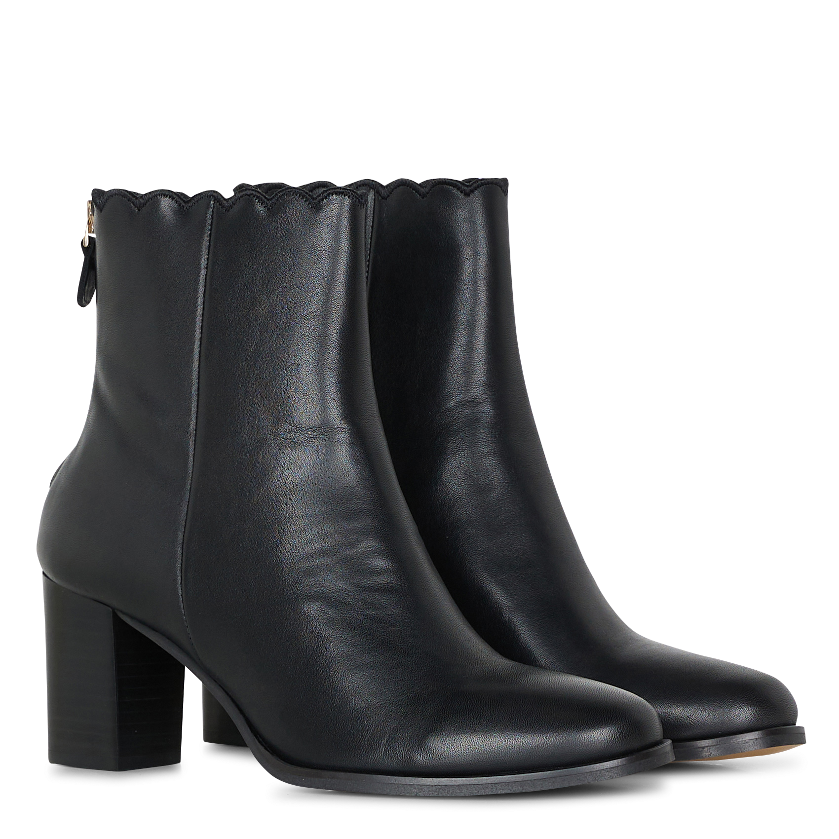 Effen leren enkellaarzen met textuur MAISON TOUFET Zwart