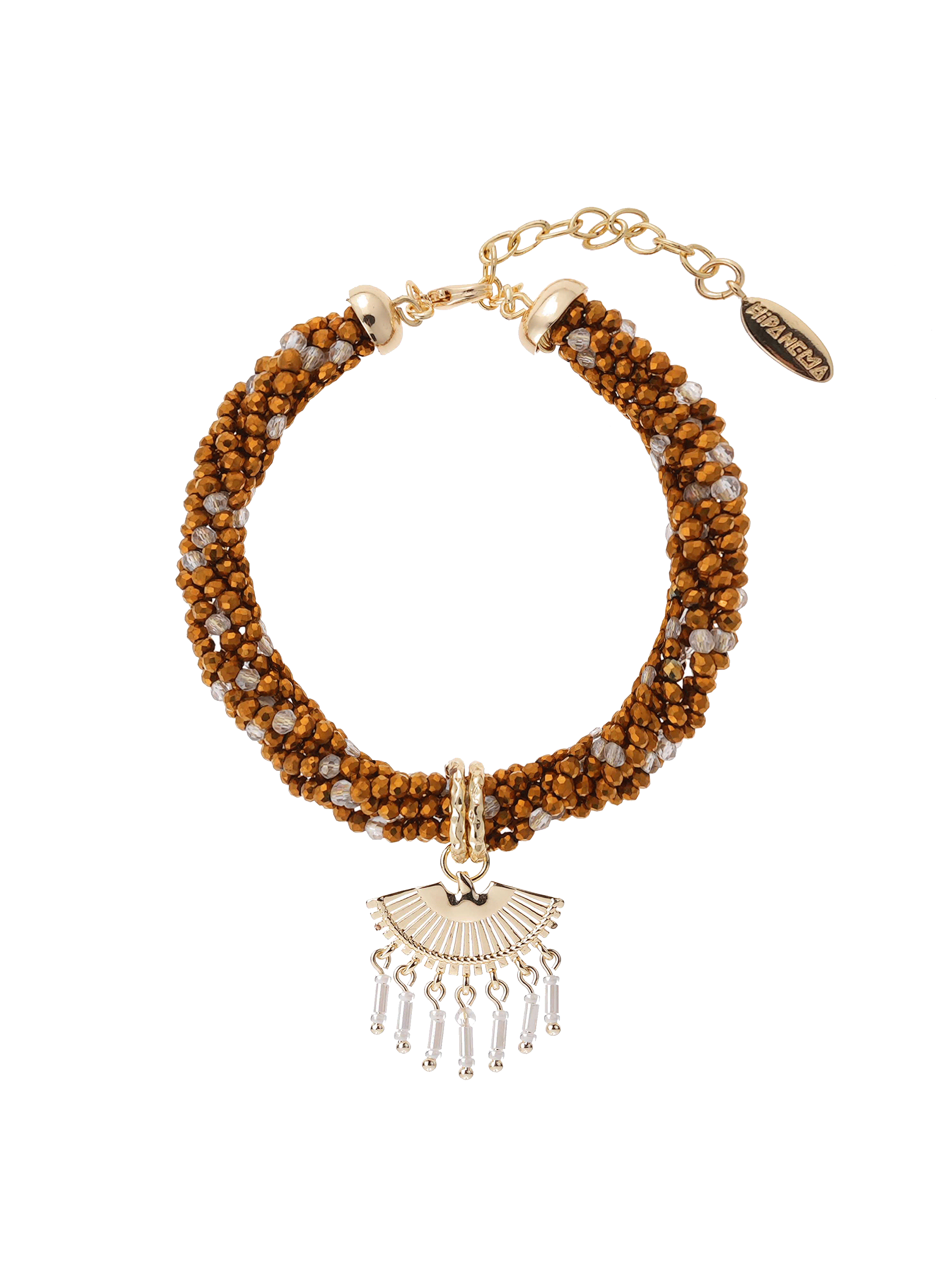 Adjustable twisted bead bracelet with pendant HIPANEMA Golden