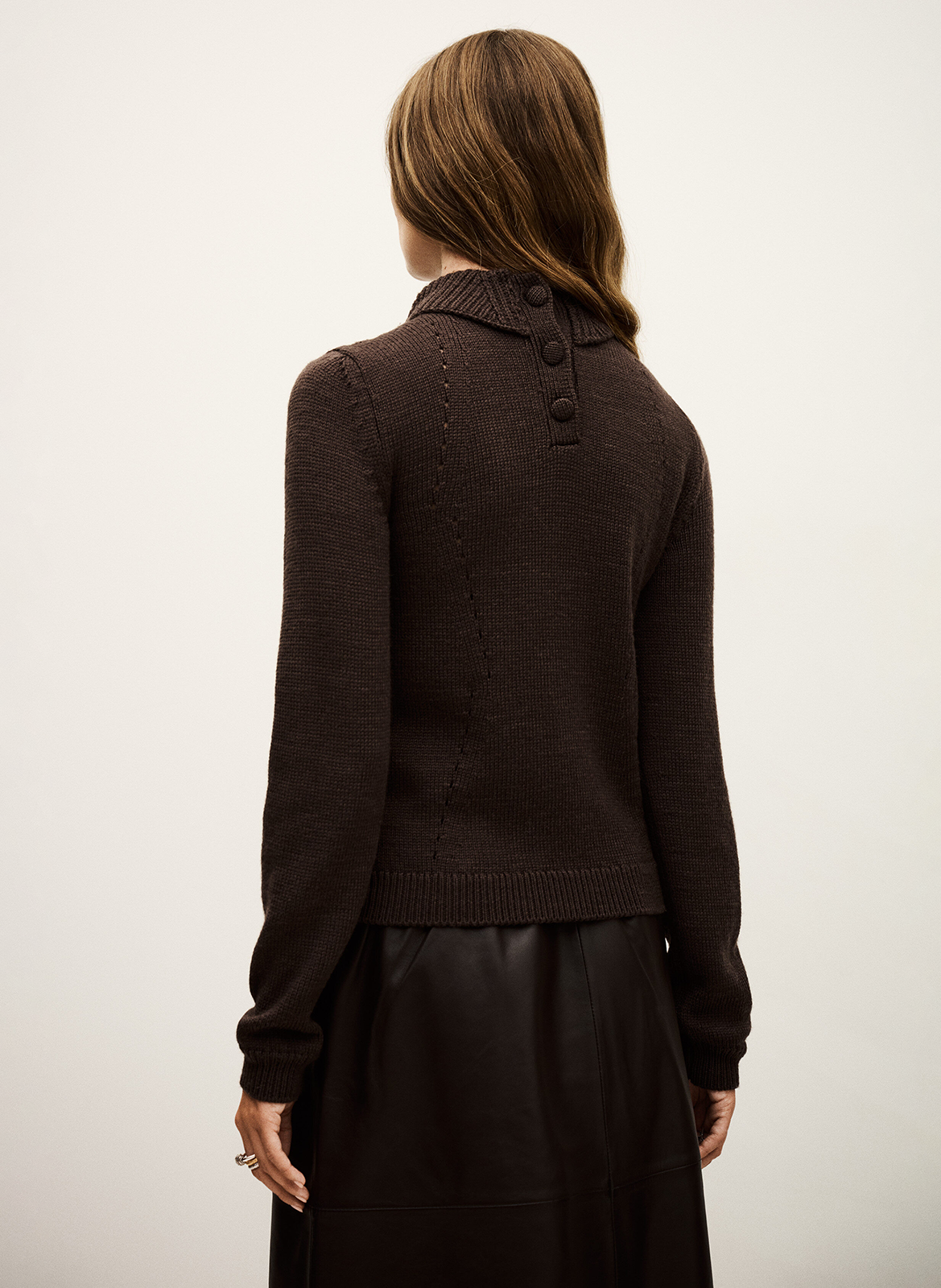 Boat-neck contrast-knit wool sweater  BA&SH Brown