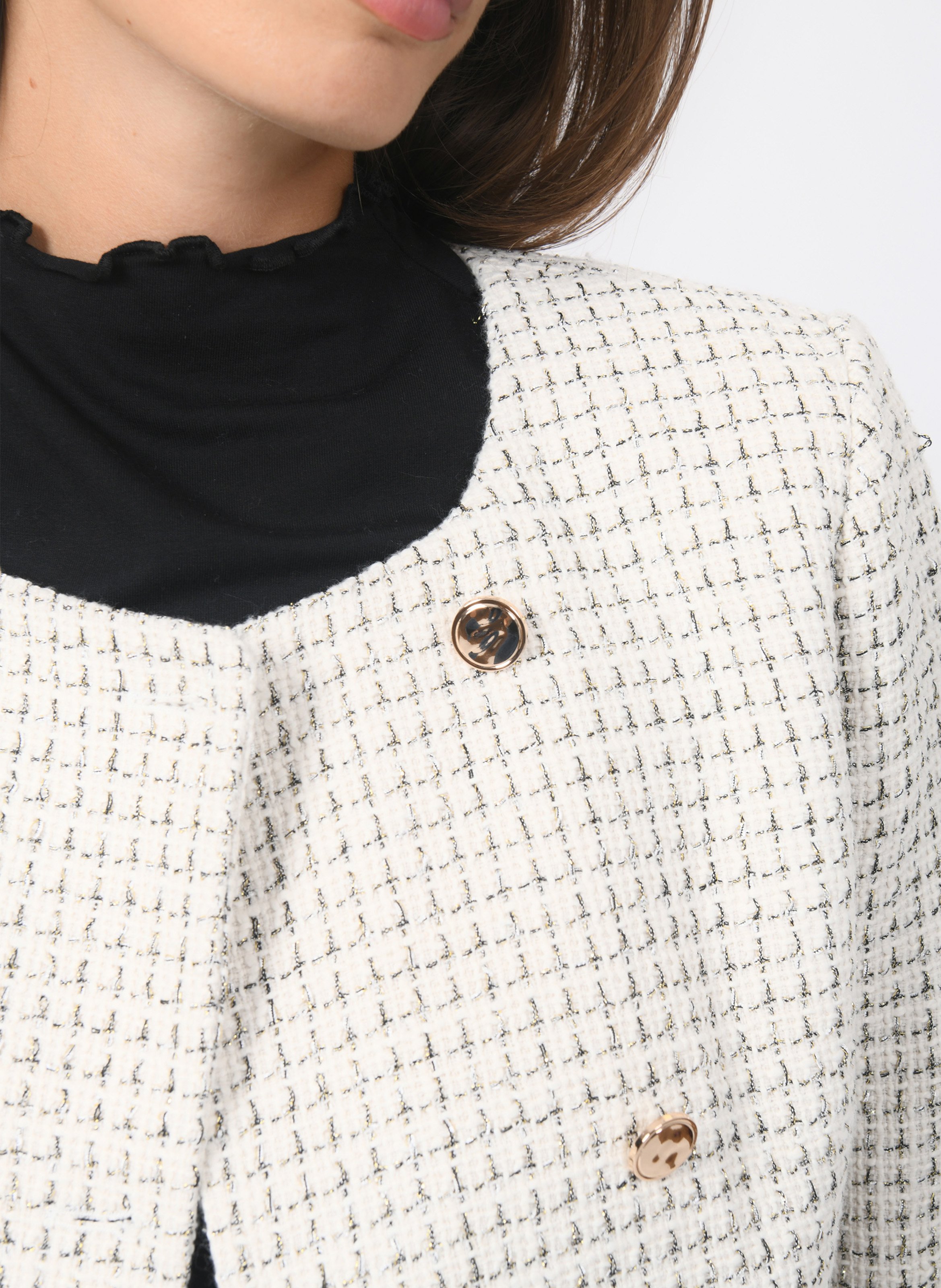 High-neck tweed jacket KOOKAI White