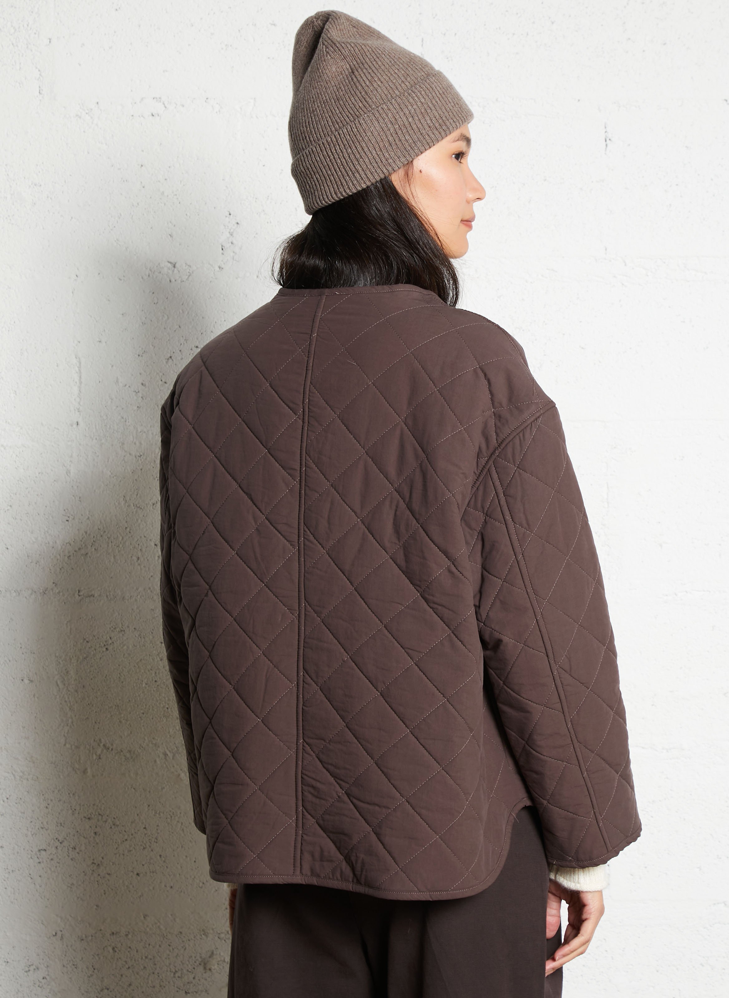 Oversize Rundhalsausschnitt Baumwolljacke THE KORNER Braun