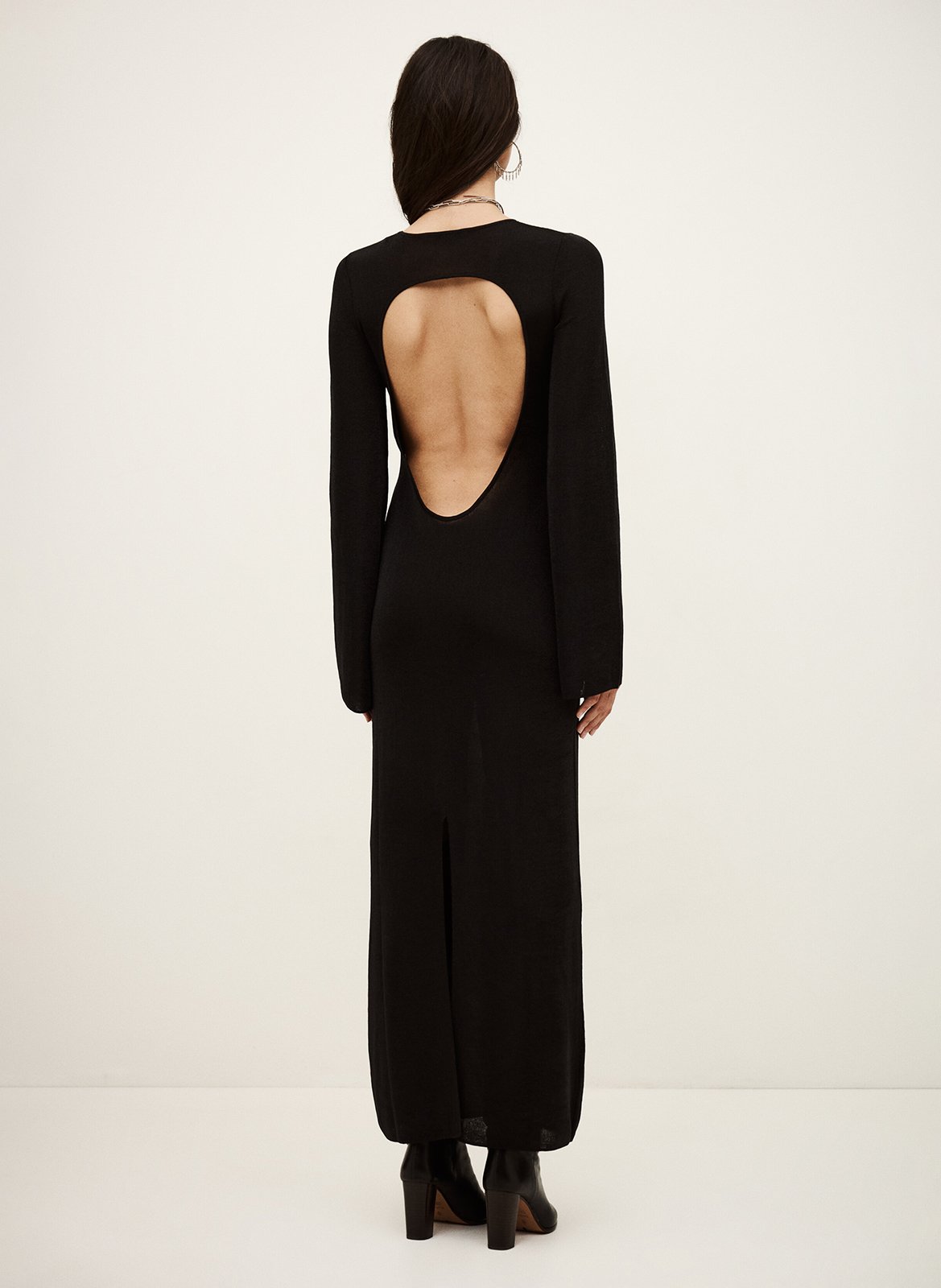 Lange jurk met ronde hals BA&SH Zwart