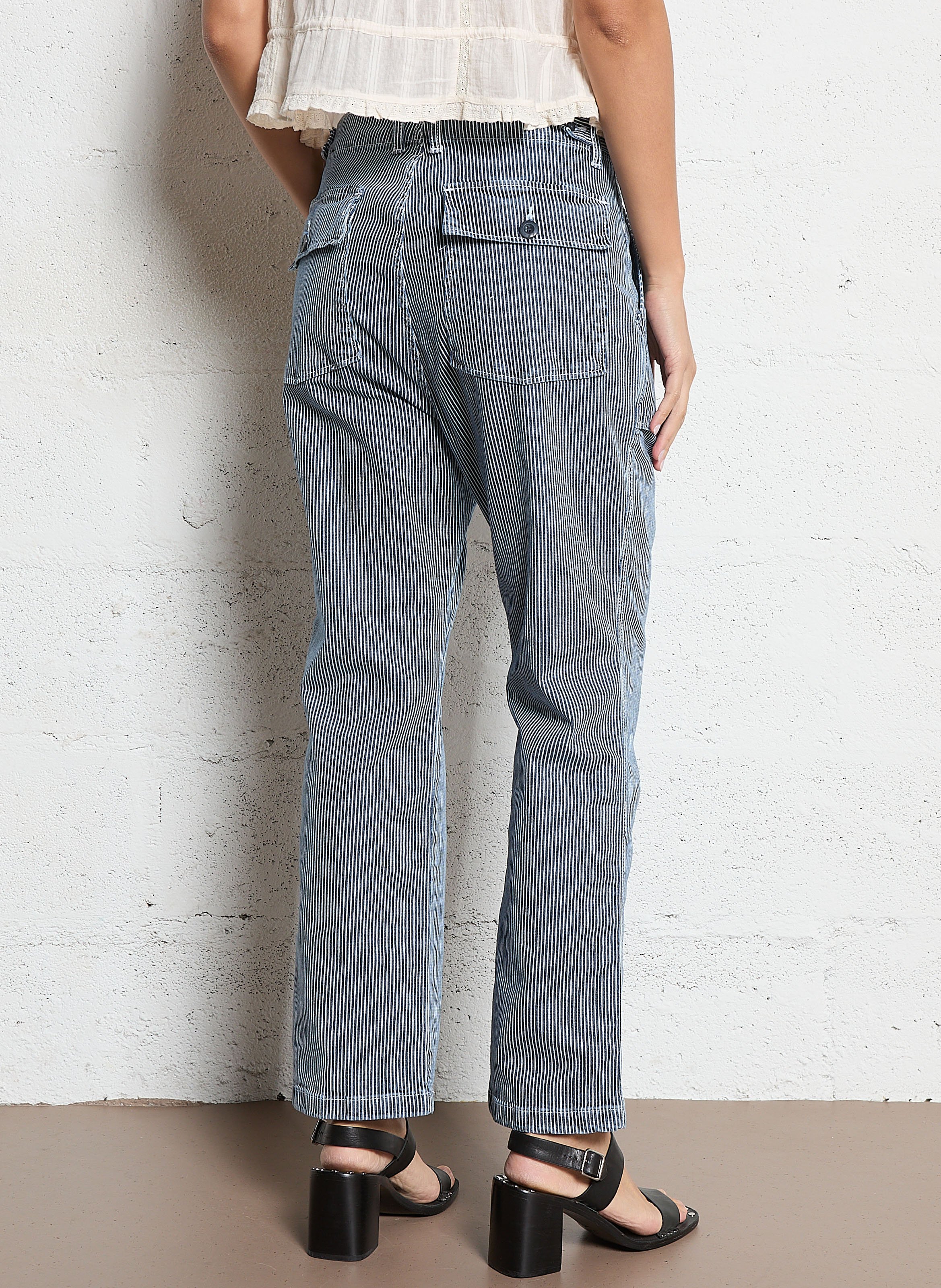 Pantalon droit en coton ACQUAVERDE Bleu