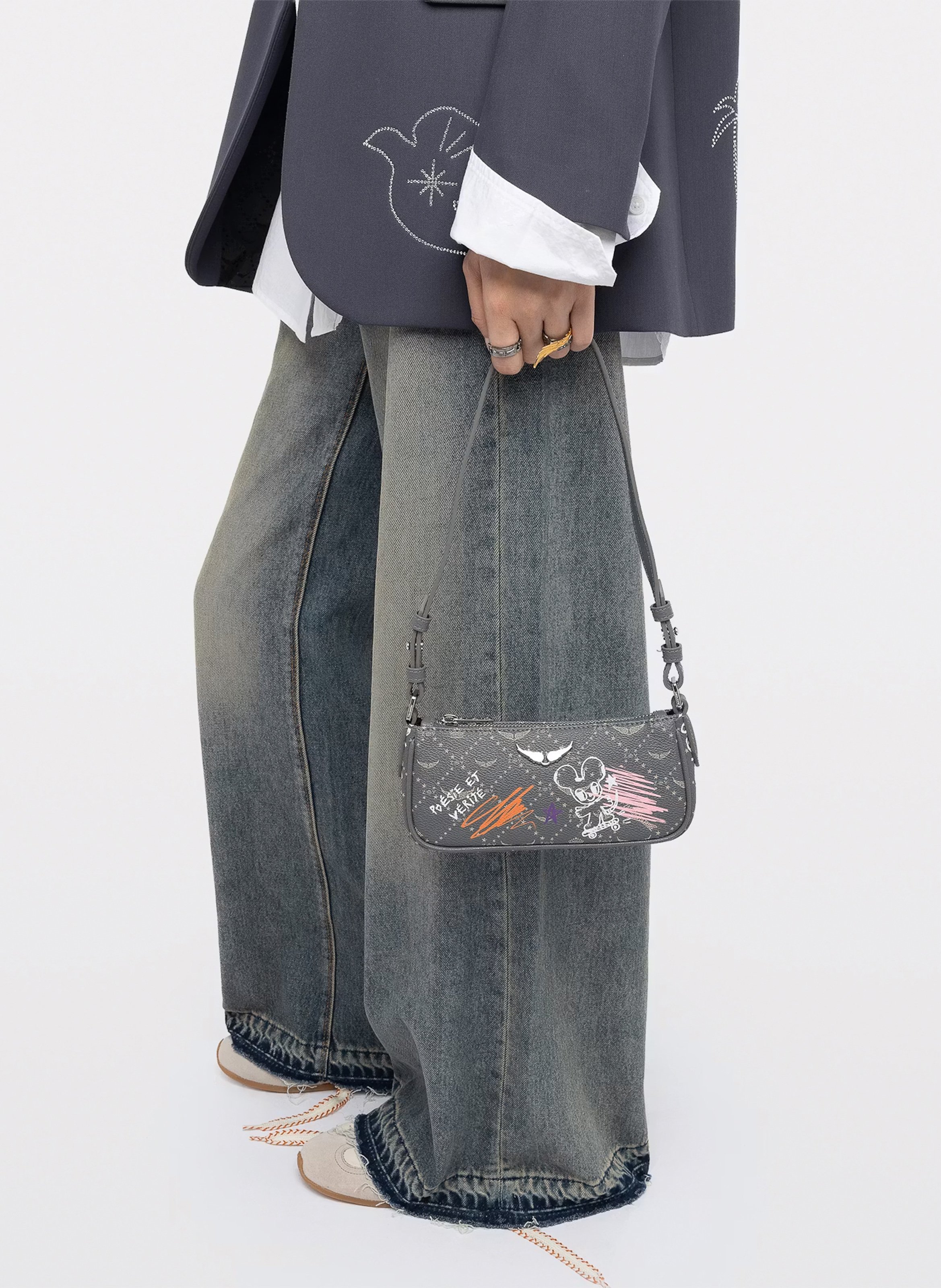 Schoudertas met print ZADIG&VOLTAIRE Grijs