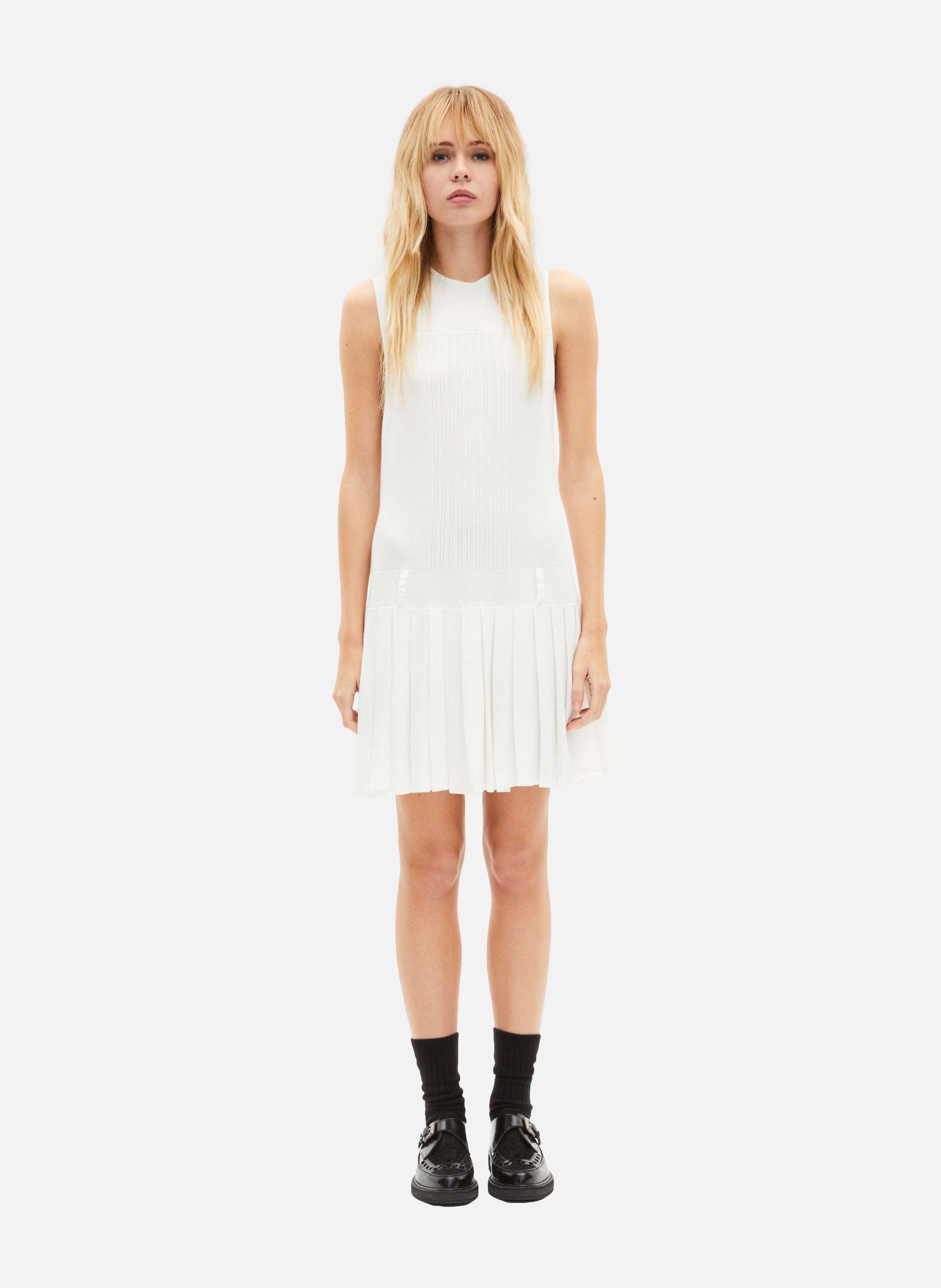 Short pleated knit dress THE KOOPLES Beige
