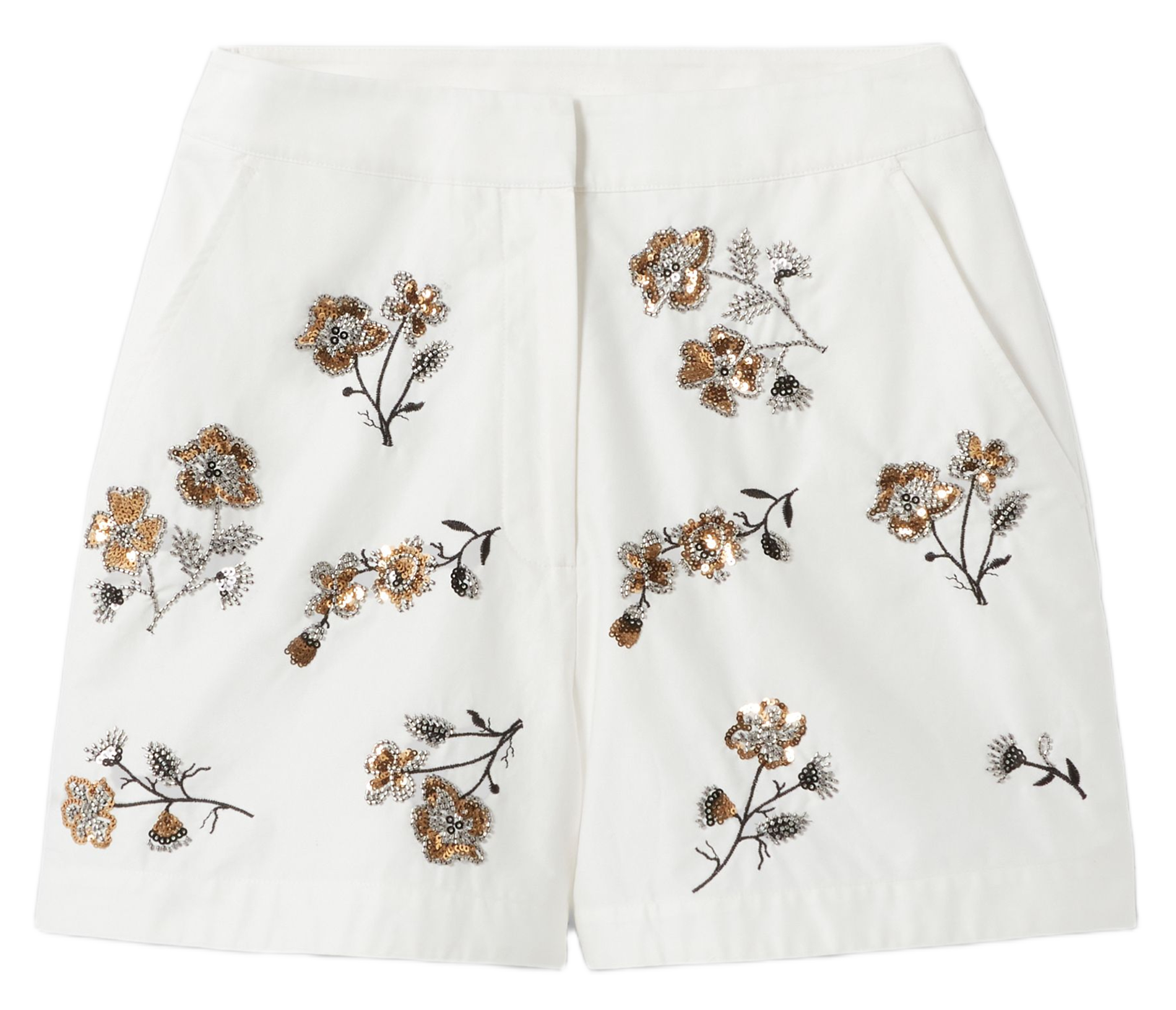 Pantalón recto de algodón bordado CLAUDIE PIERLOT Beige