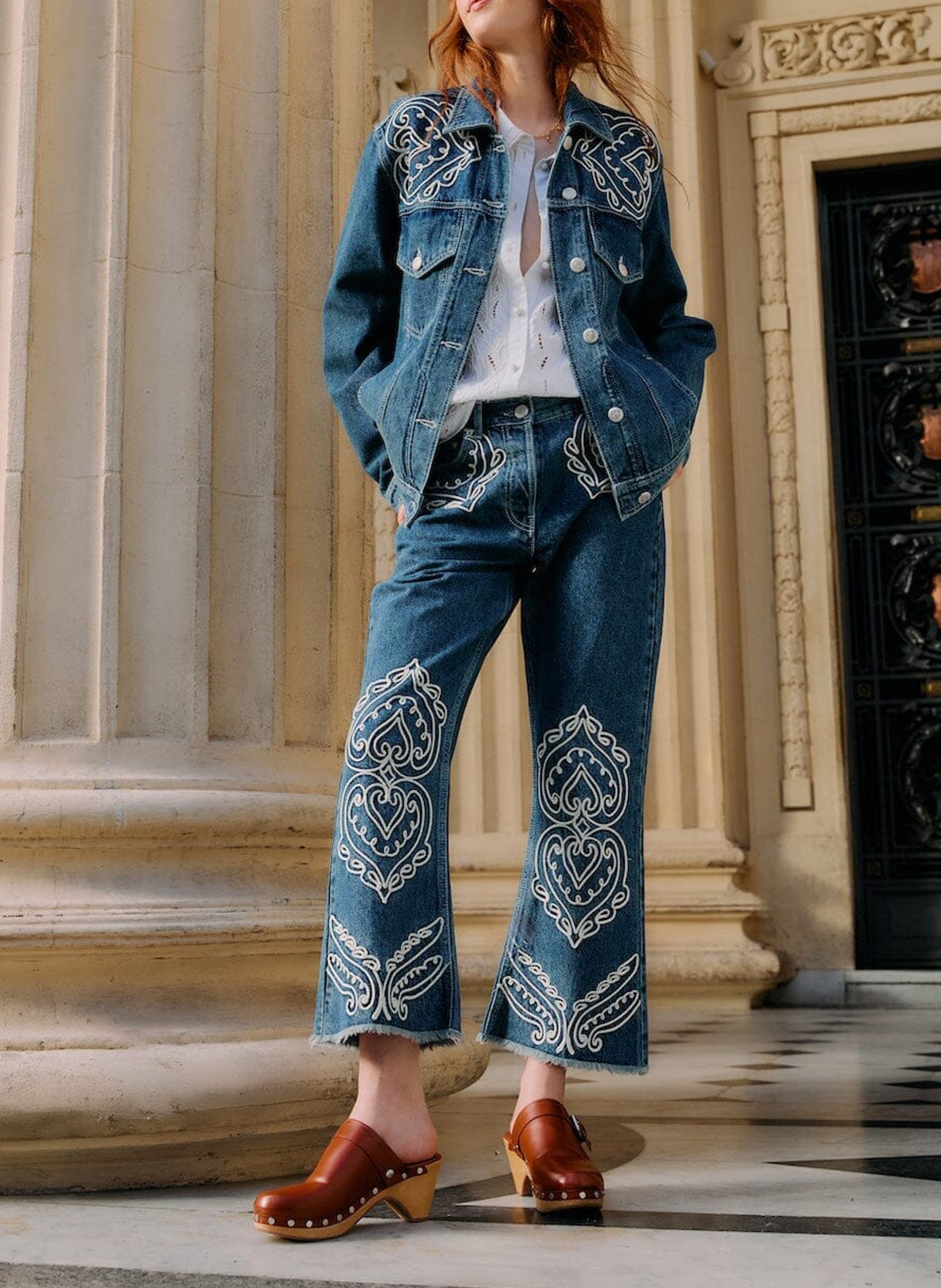 Straight-cut cotton denim jacket FARM RIO Blue