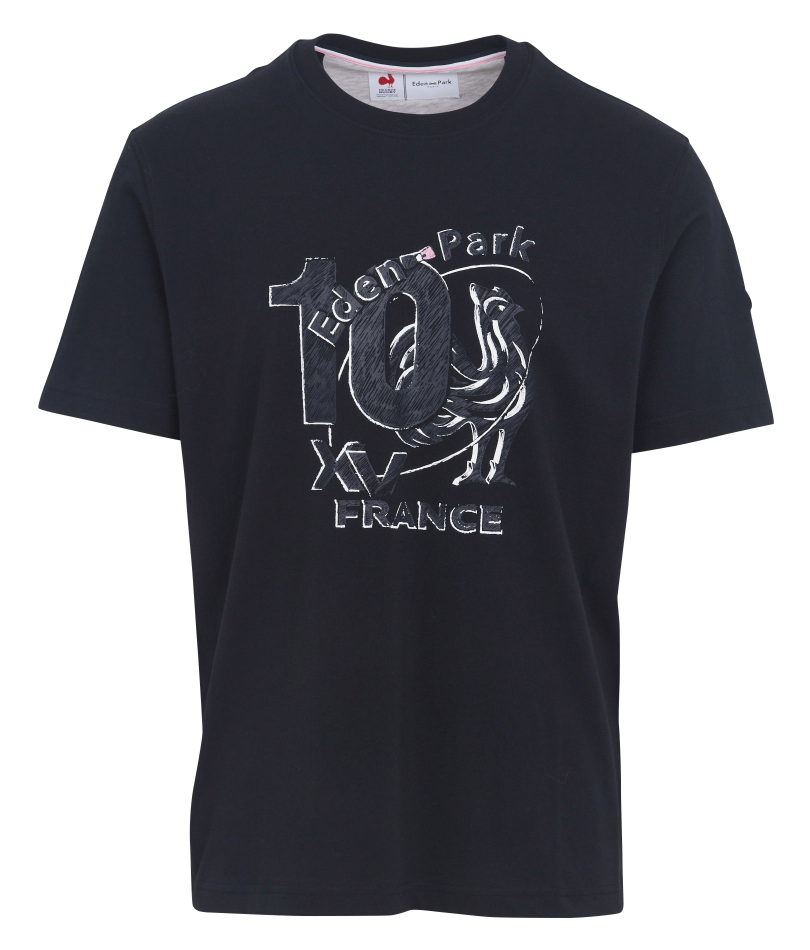 Gerade geschnittenes Rundhals-T-Shirt aus Baumwolle mit Siebdruck EDEN PARK Blau