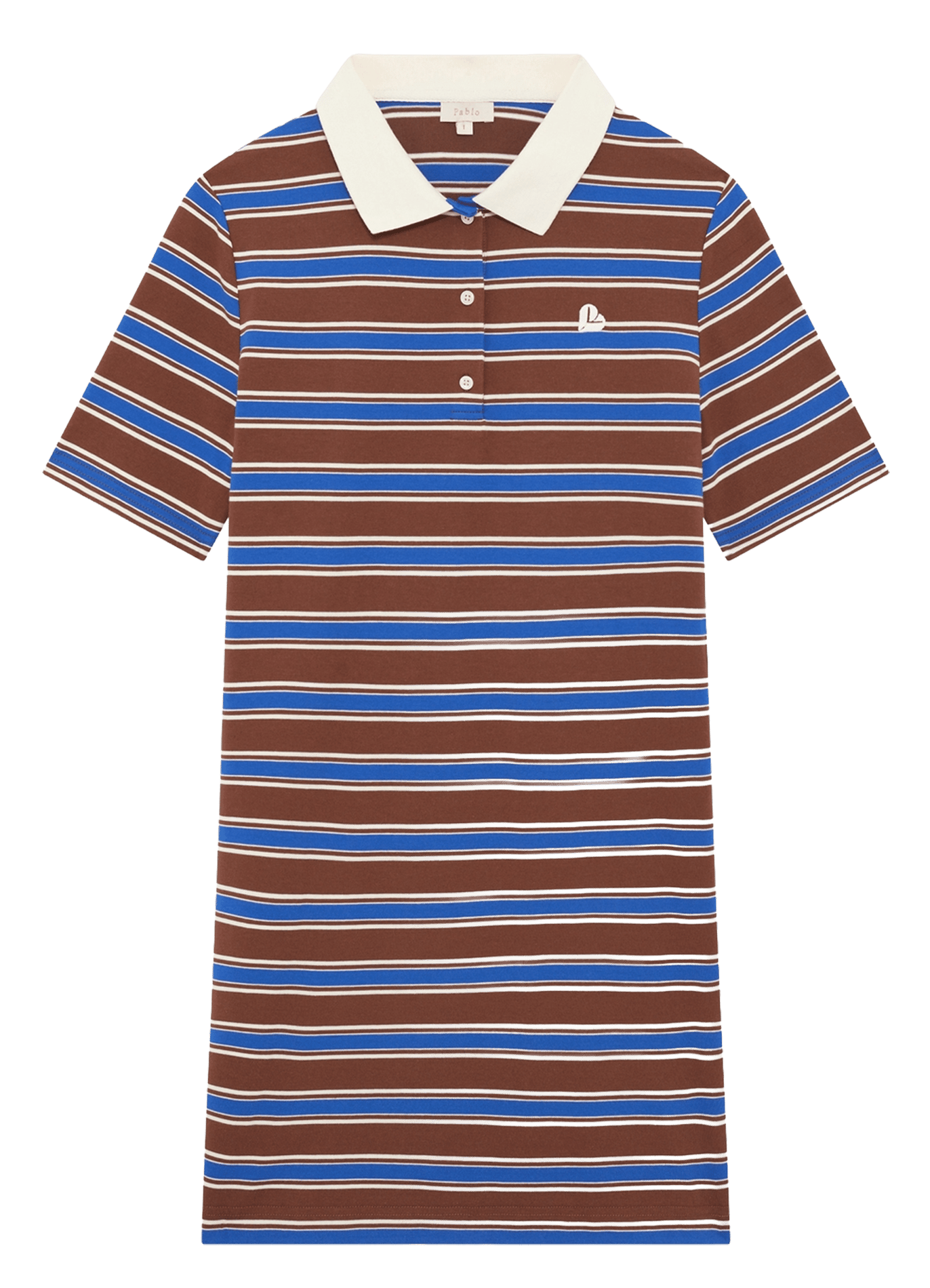 Straight striped cotton blend polo dress PABLO Brown