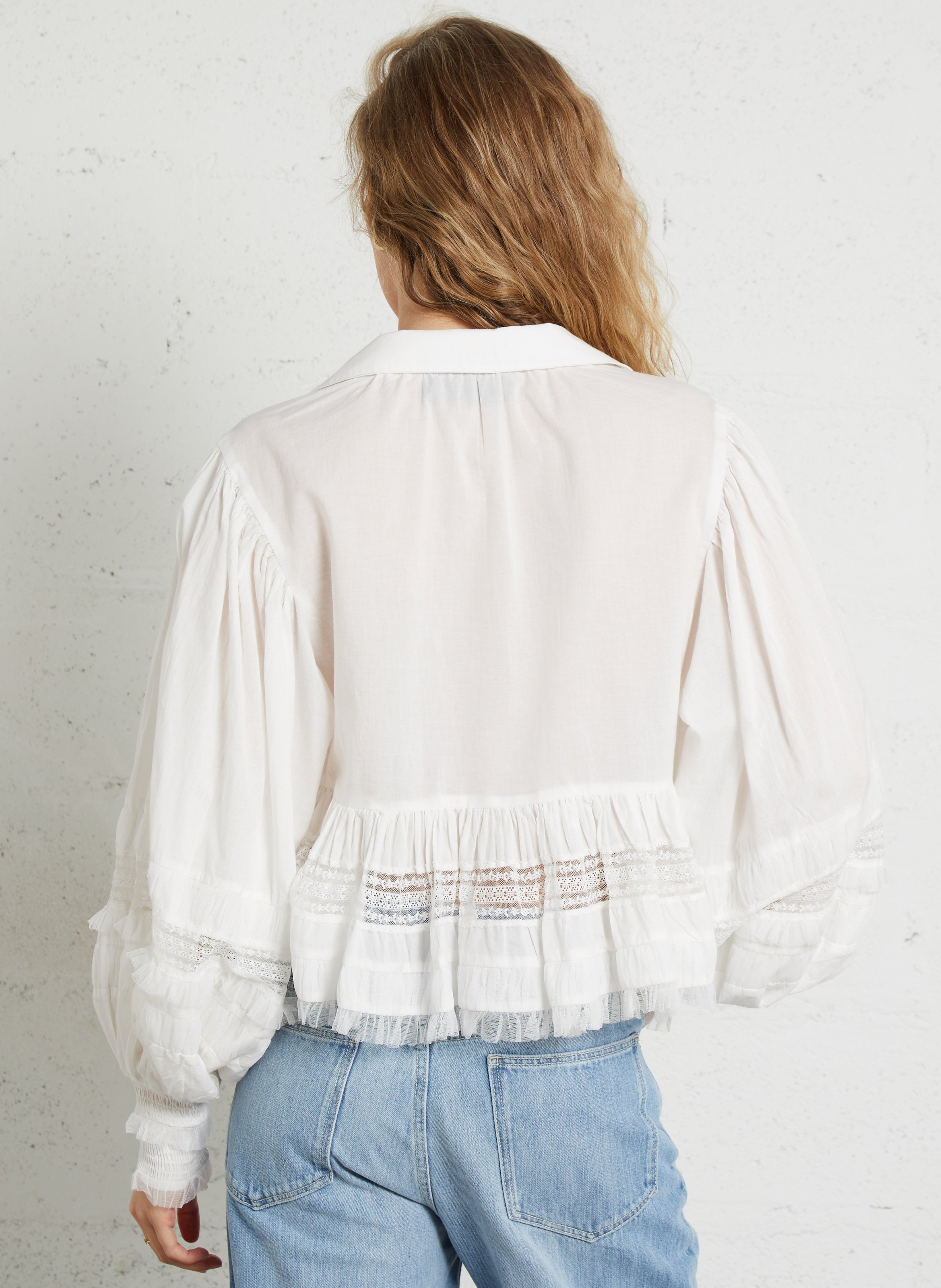 Oversized blouse met V-hals van katoen MES DEMOISELLES Wit