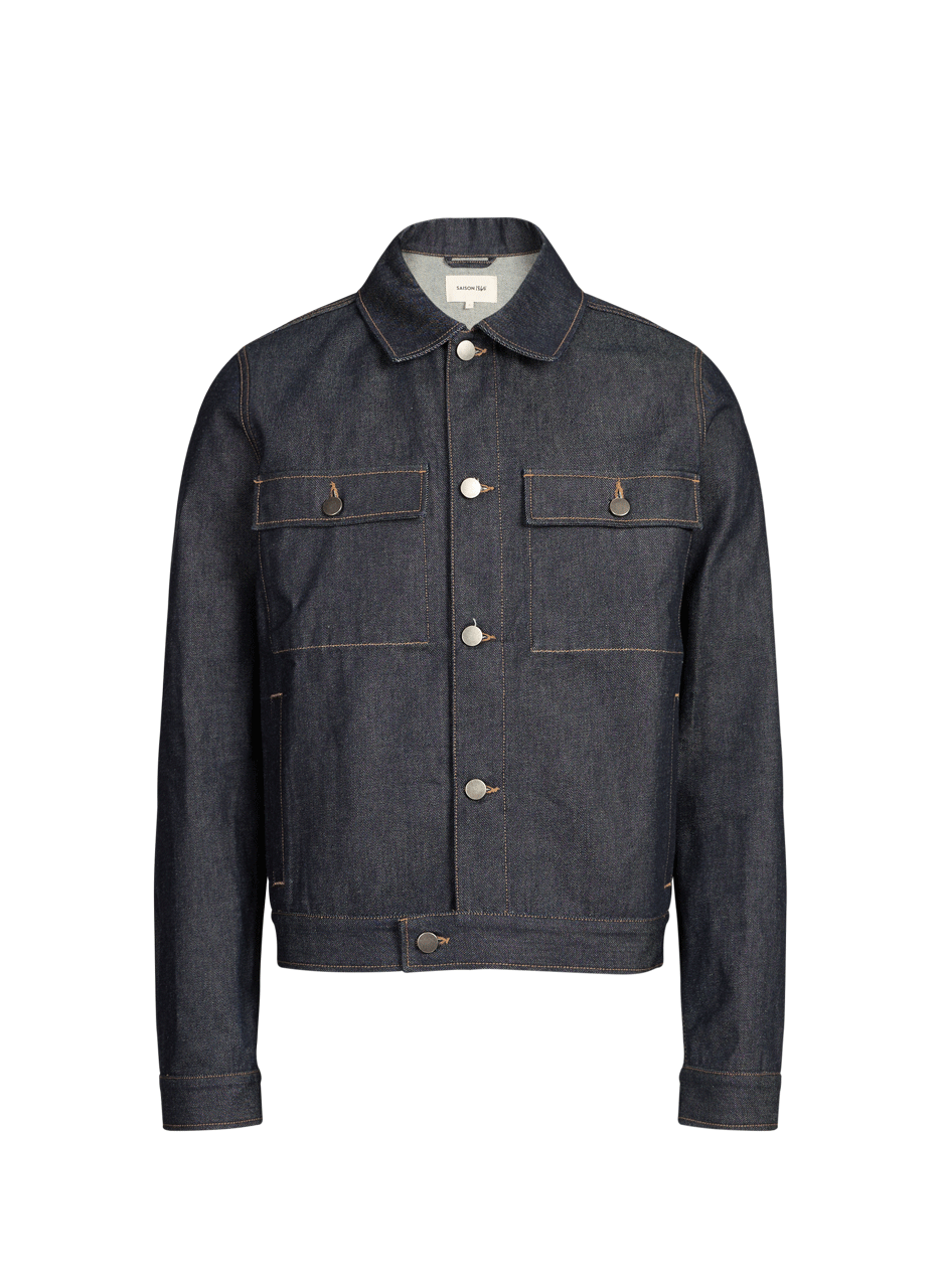 Blouson droit col classique en coton SAISON 1865 Bleu