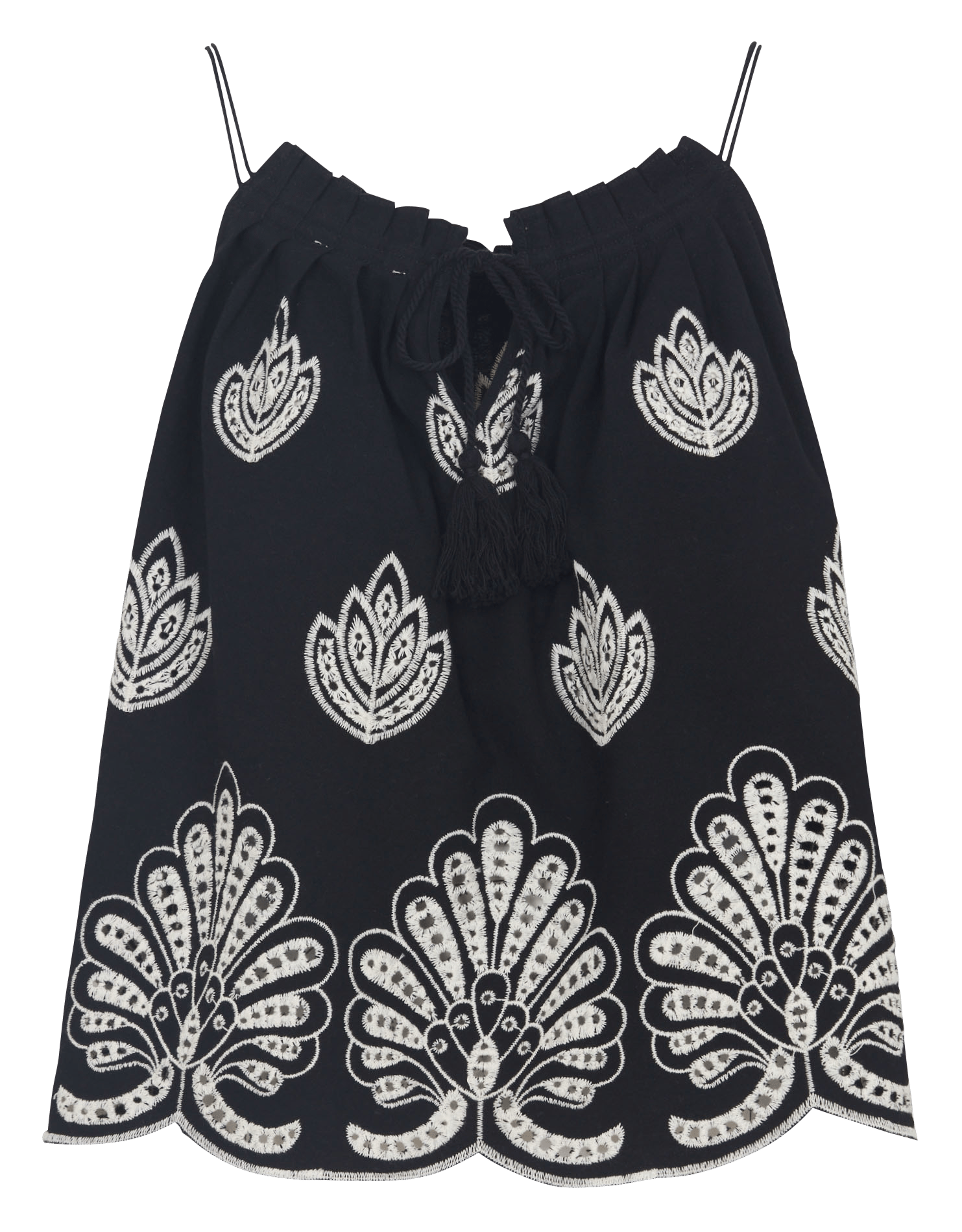 Top brodé en coton THE KORNER Noir