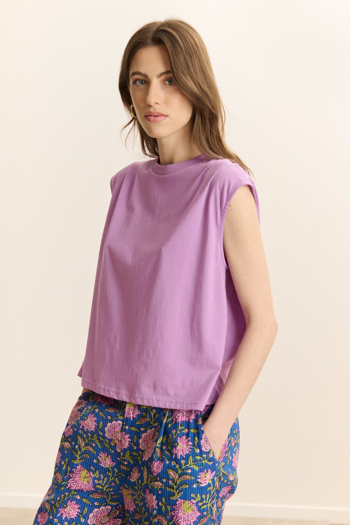 Solid sleeveless t-shirt GARANCE PARIS Purple