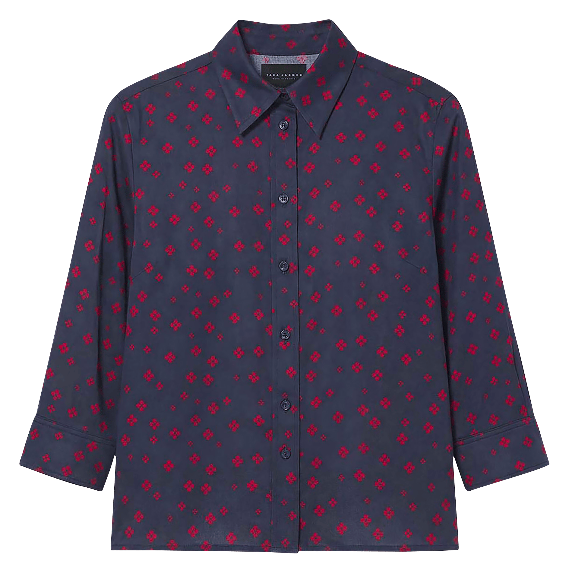 Gerade Satinbluse mit Muster TARA JARMON Blau