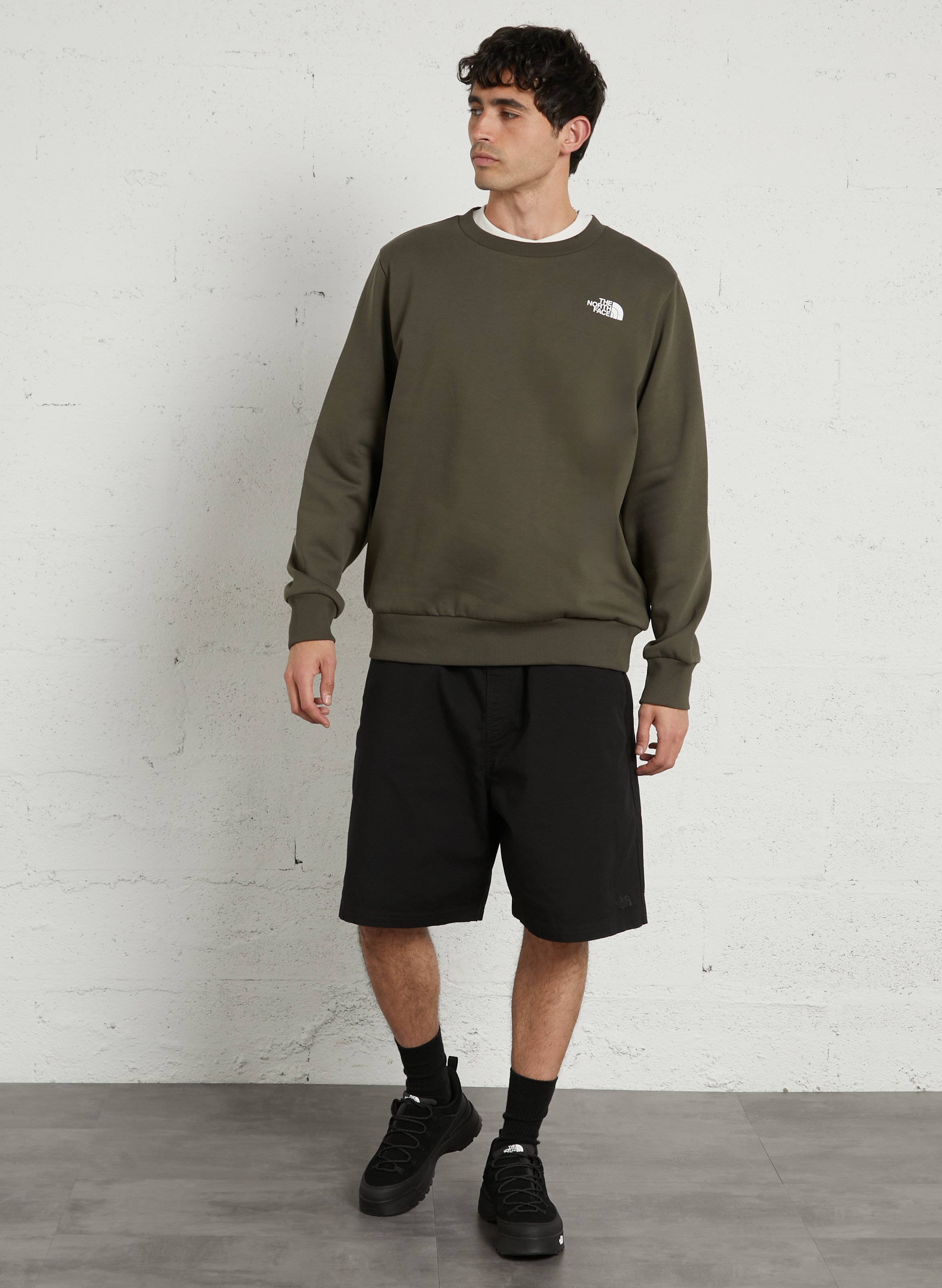 Sweat droit col rond sérigraphié en coton mélangé THE NORTH FACE Vert