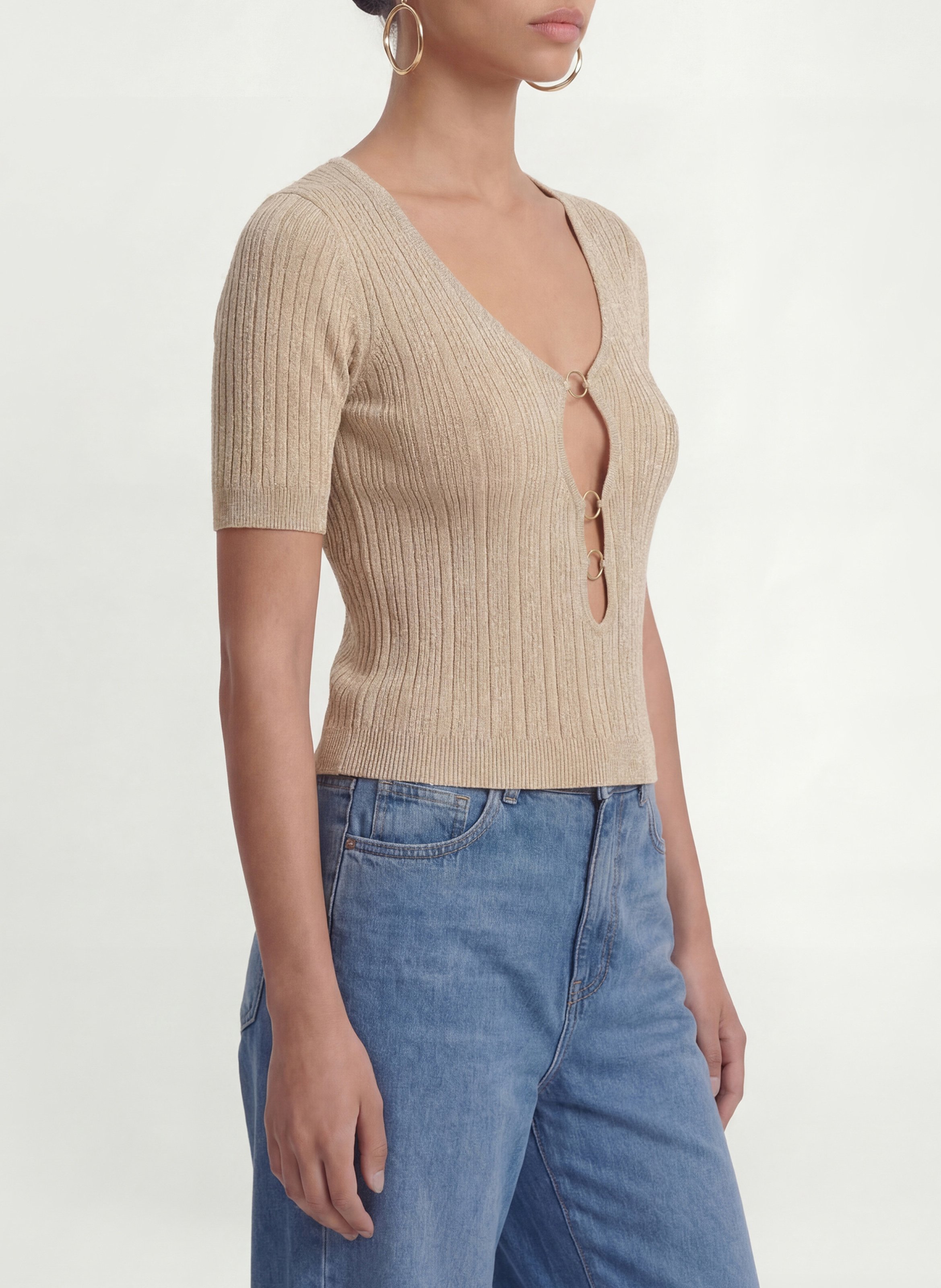 Top ajusté pailleté réversible KOOKAI Gris