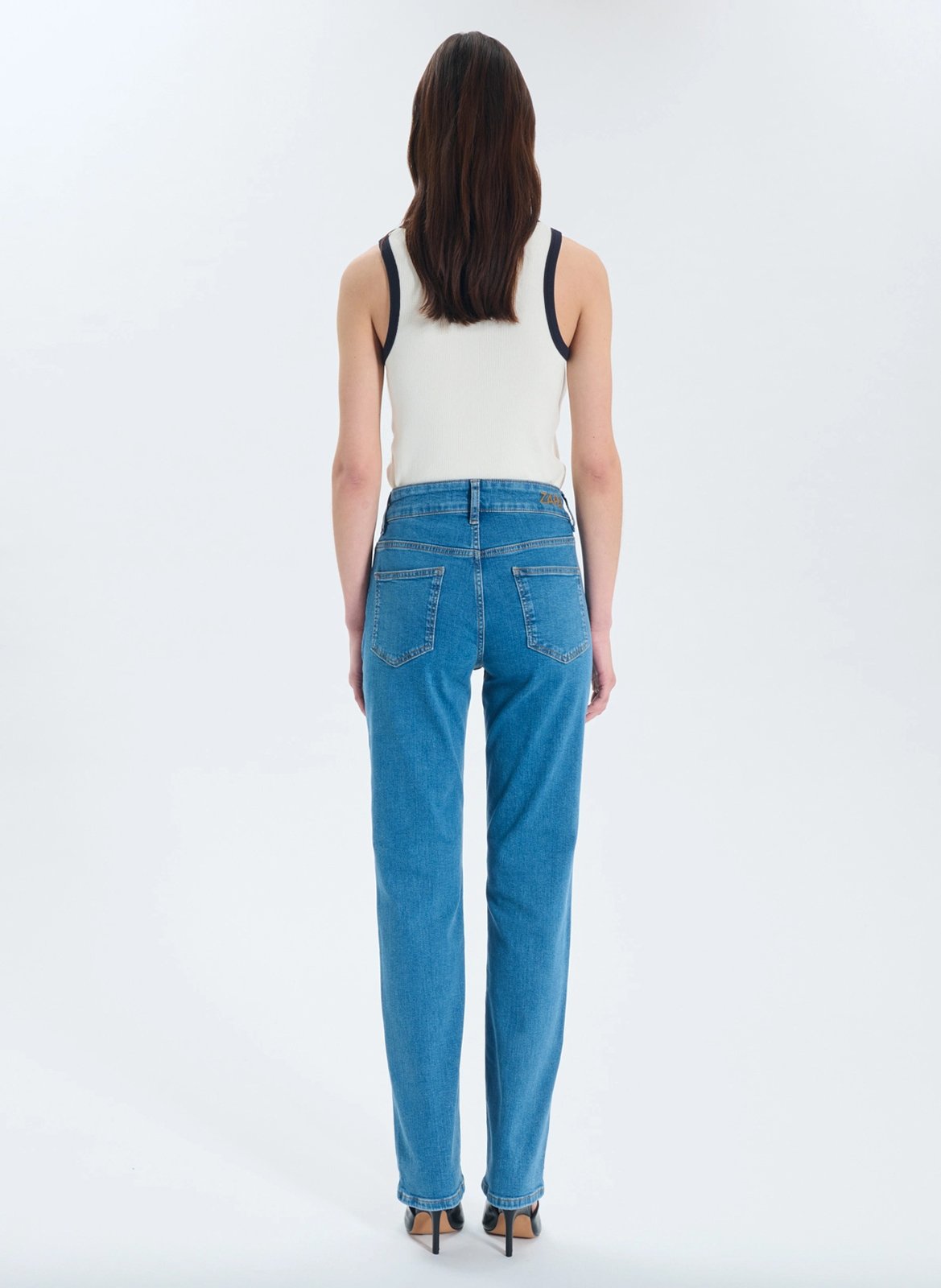 Jean droit en coton mélangé ZAPA Bleu