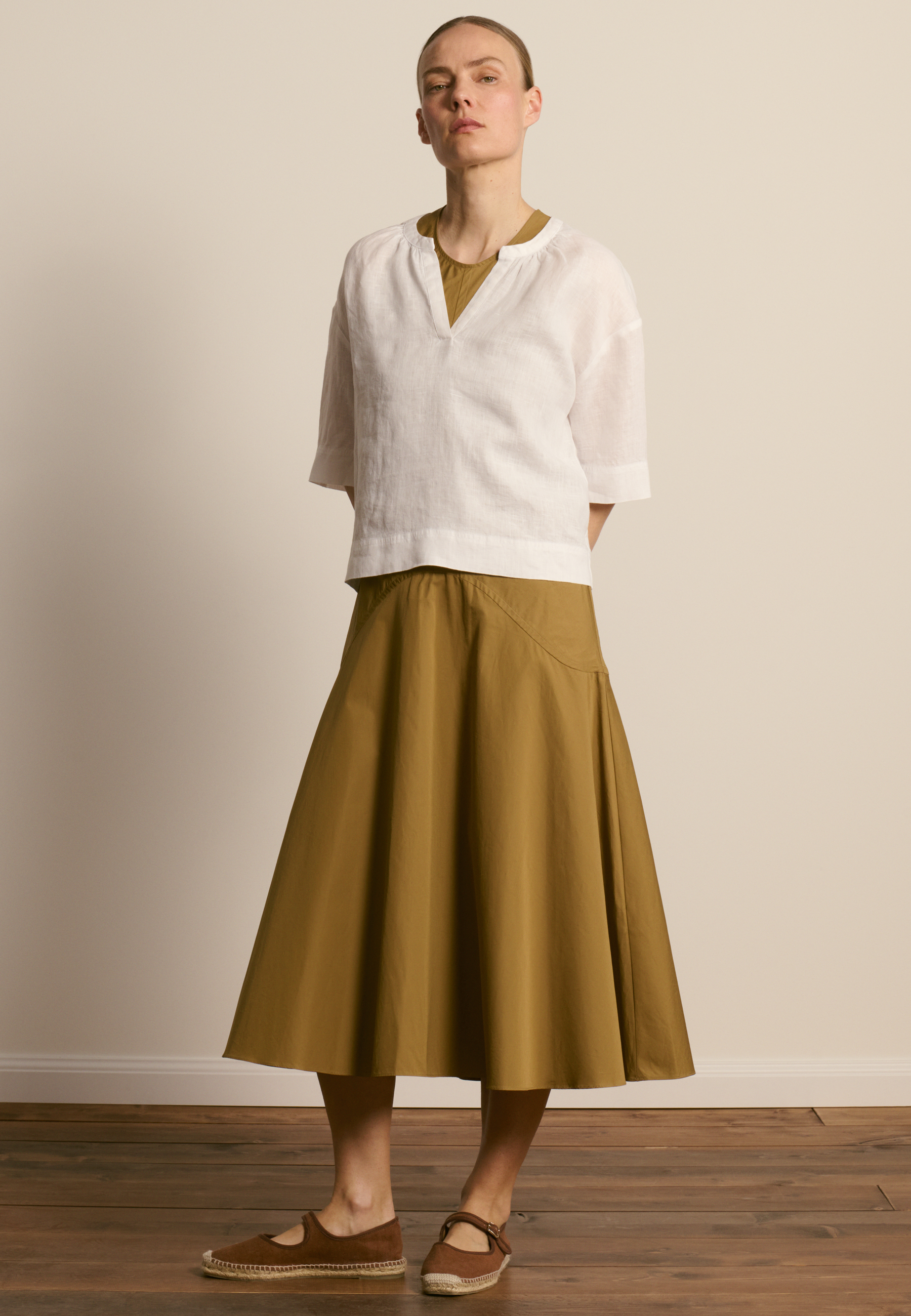 Linen blouse with elbow-length sleeves MAISON MONTAGUT White