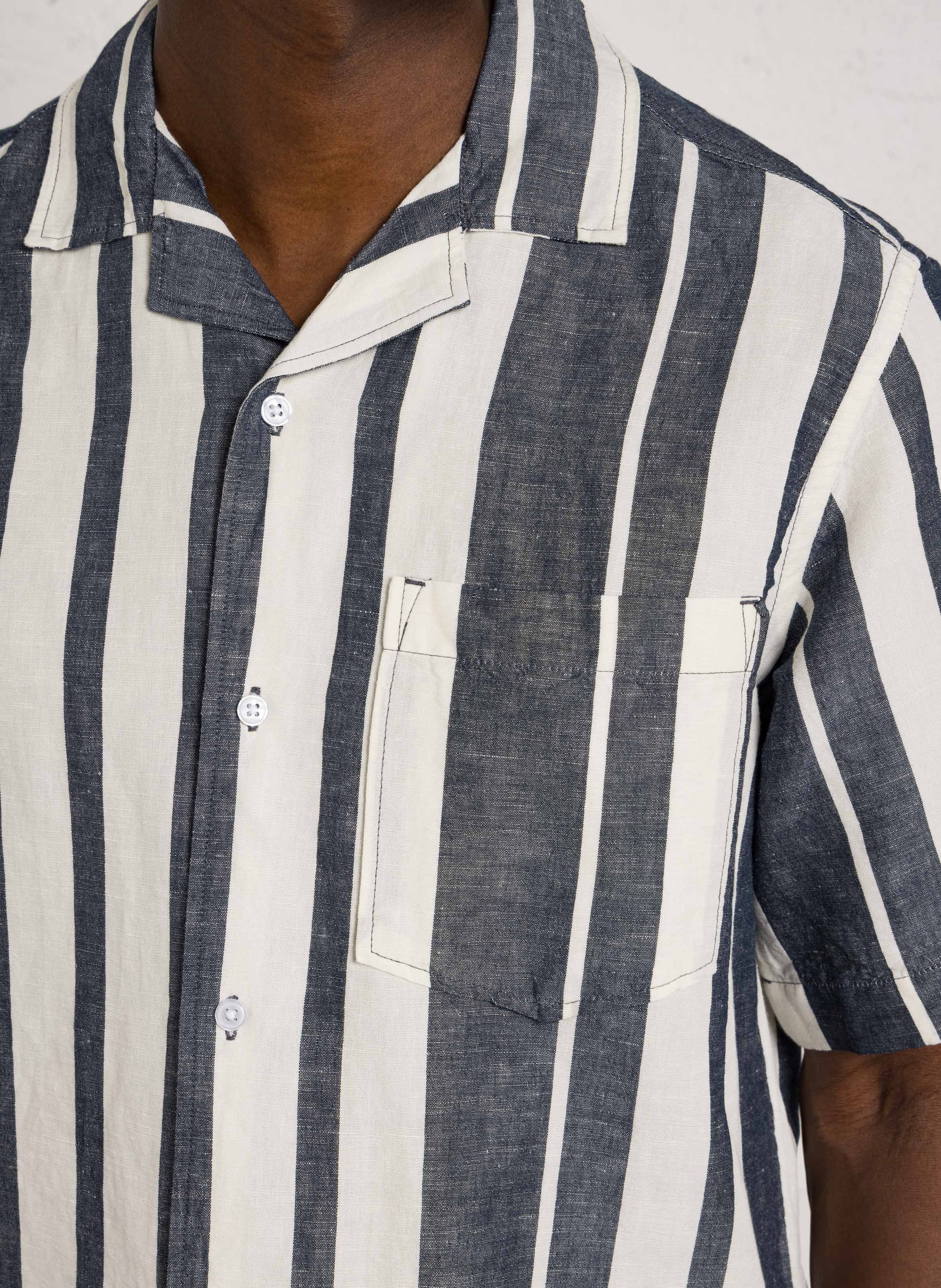 Chemise droite rayée en lin mélangé MINIMUM Multicolore