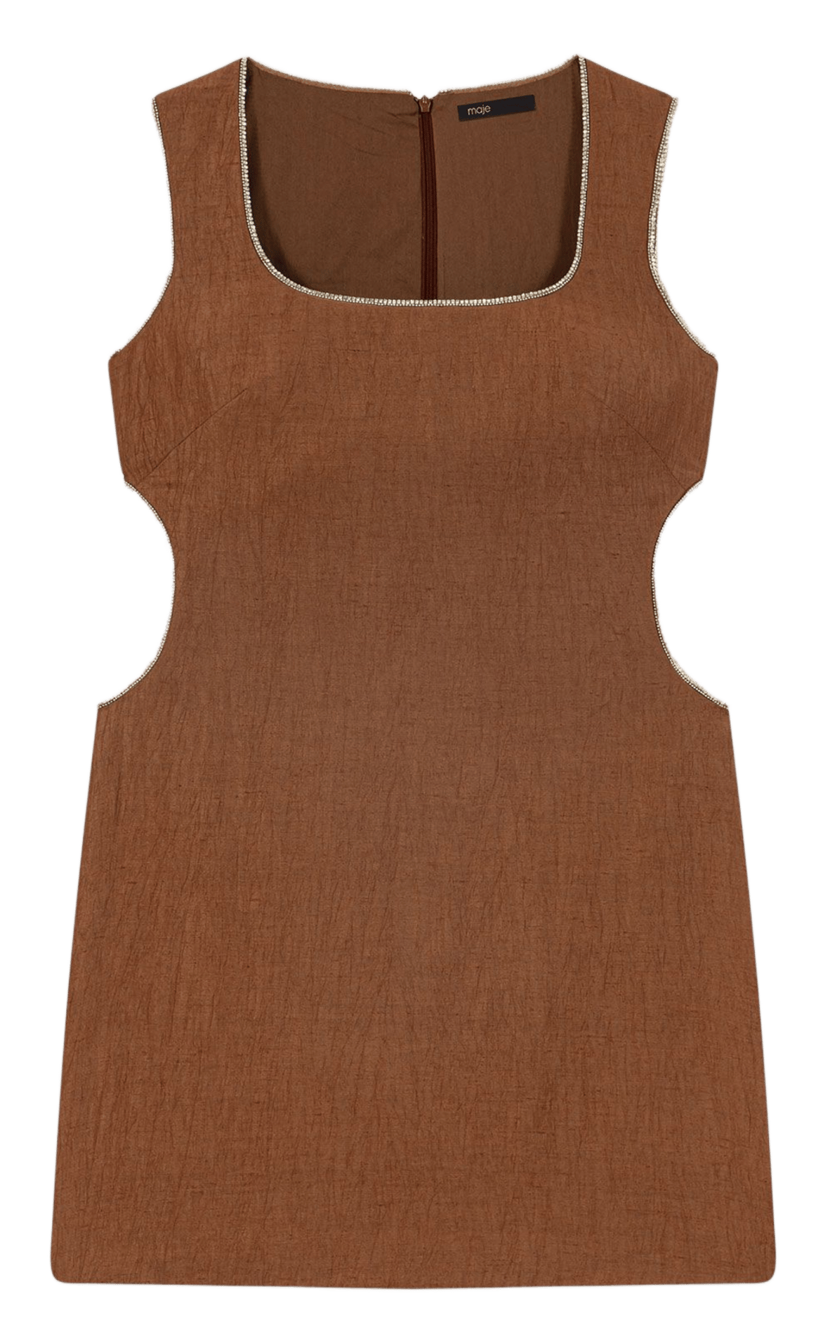 Robe courte à découpes en lin mélangée MAJE Marron