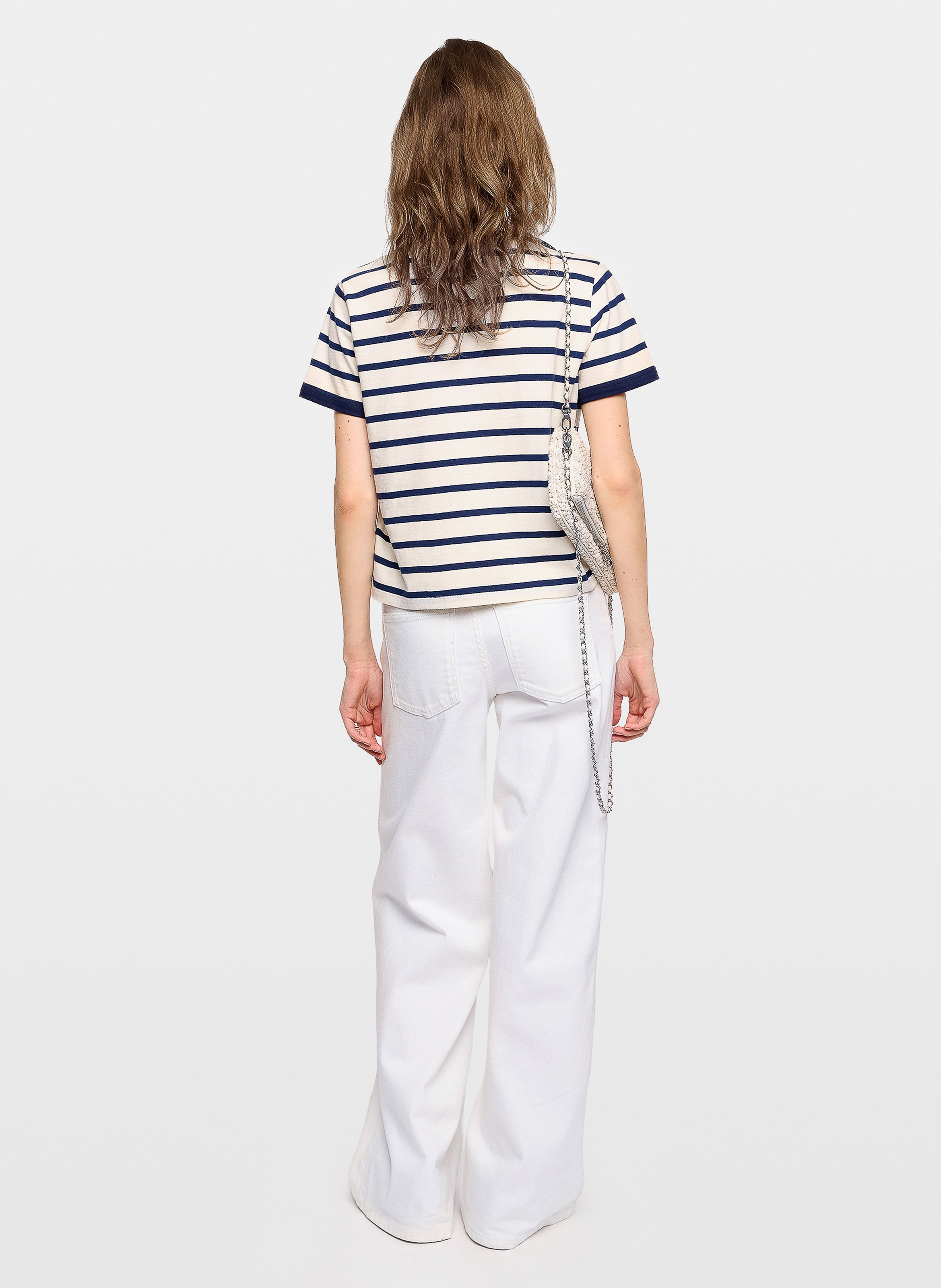 Tee-shirt droit col rond rayé en coton bio ZADIG&VOLTAIRE White