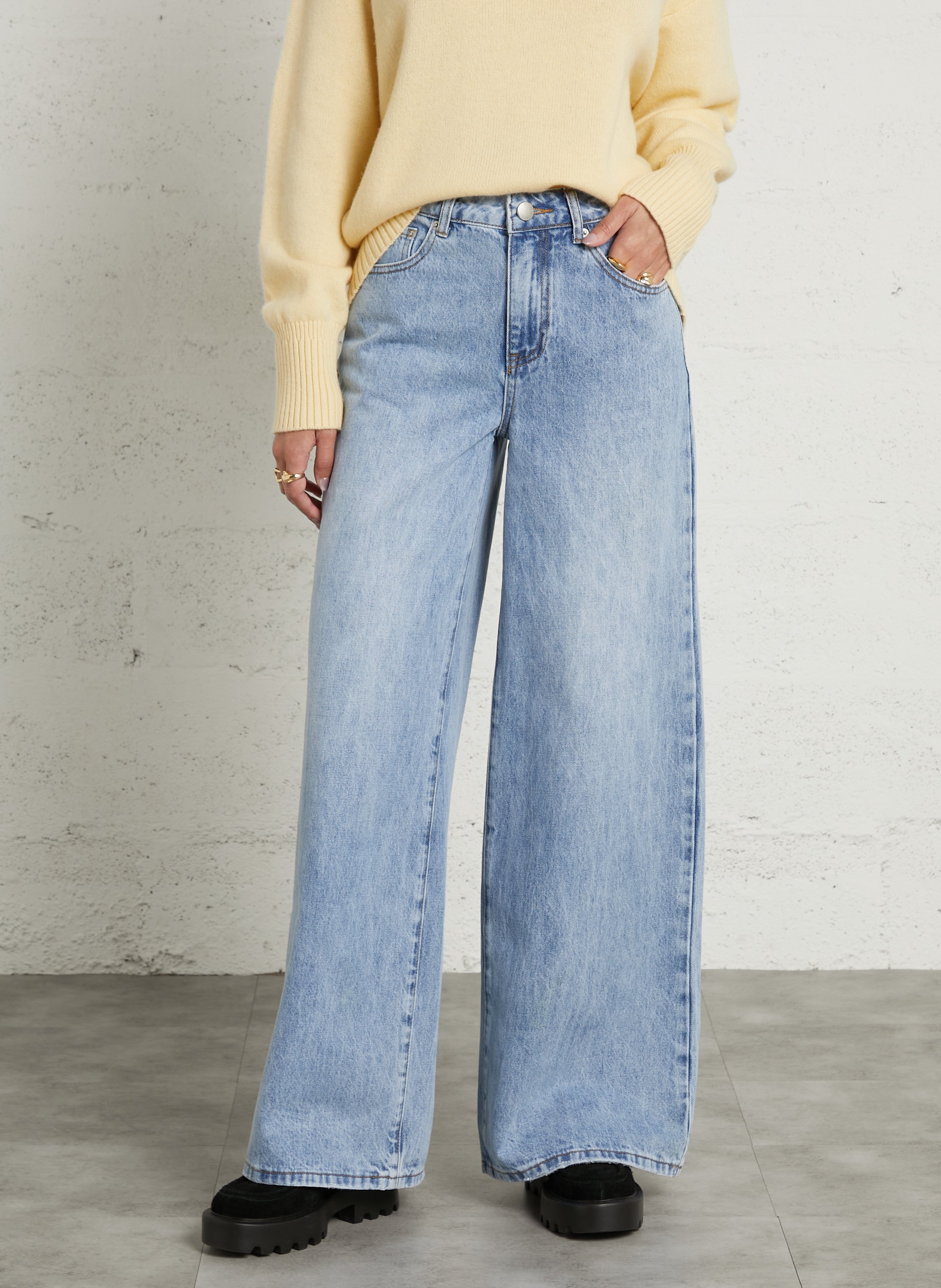 Wide-leg cotton jeans SUNCOO