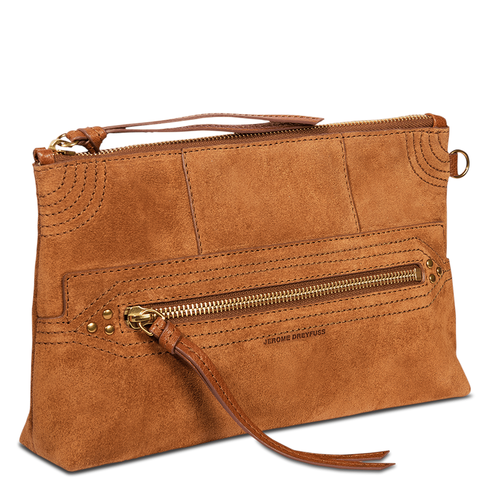 Suede clutch bag JEROME DREYFUSS Brown
