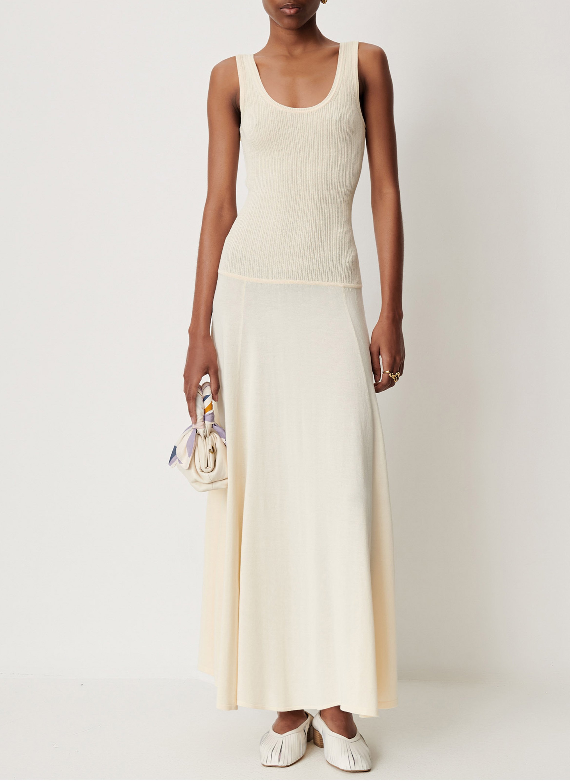 Long tank top two-tone dress SESSUN Beige