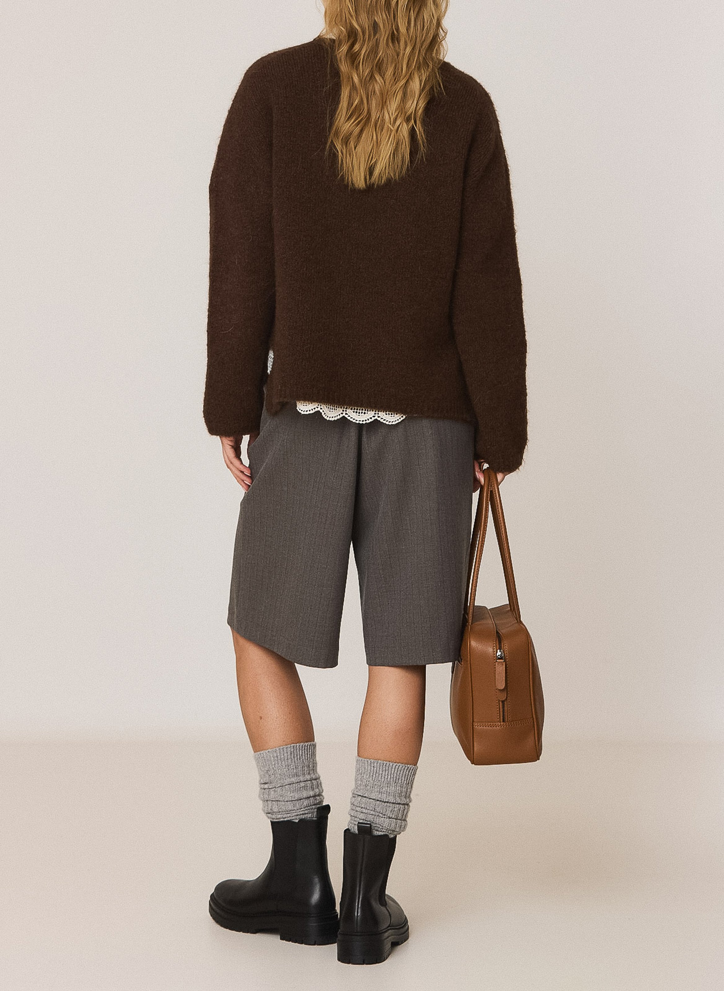 Pull droit col rond INDI & COLD Marron