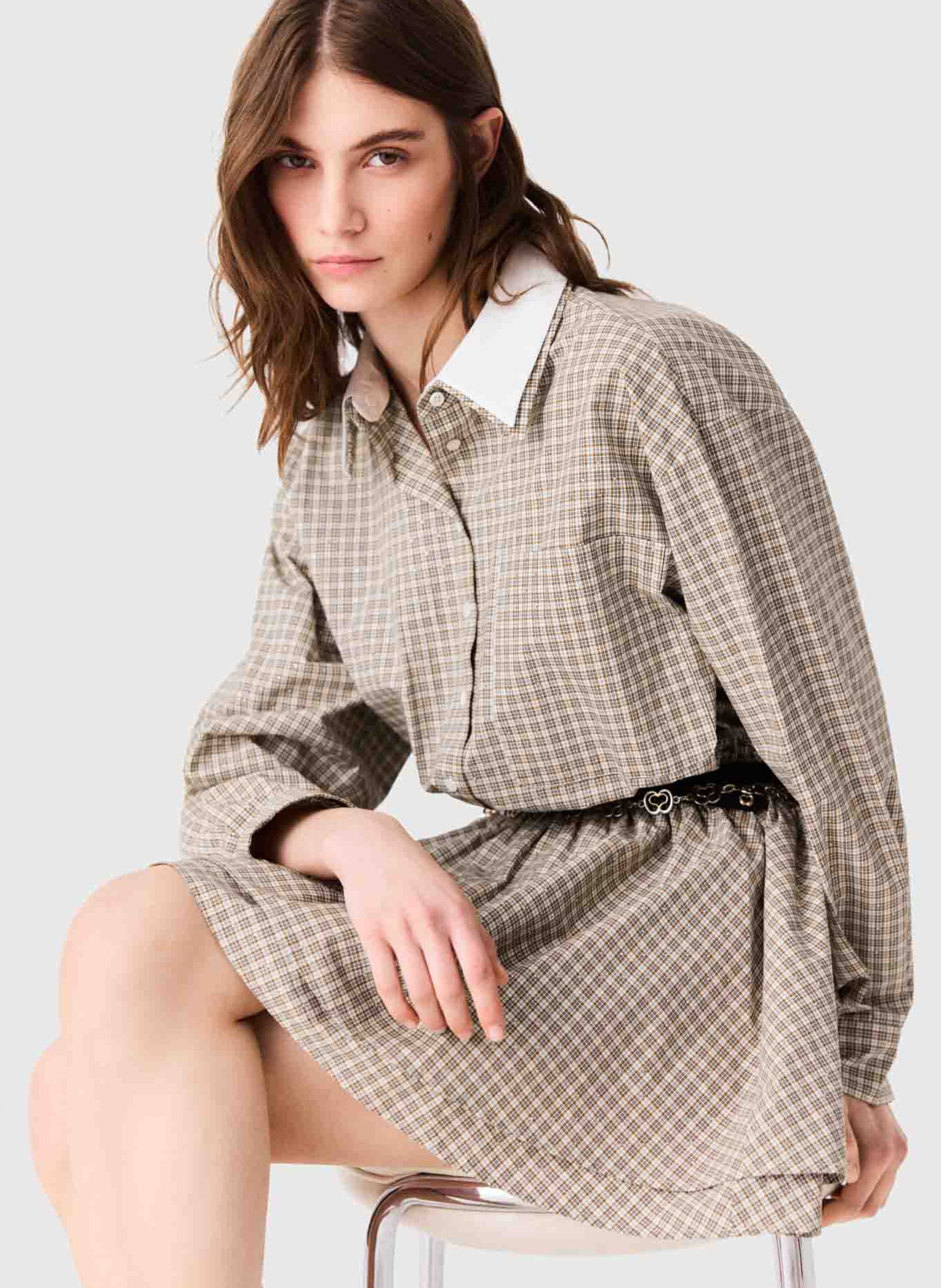 Korte katoenen jurk MAJE Beige