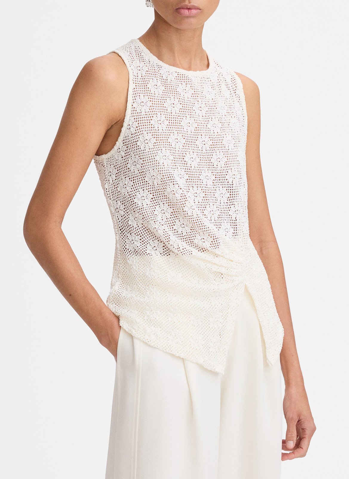 Sleeveless top with floral detail SIMORRA Beige