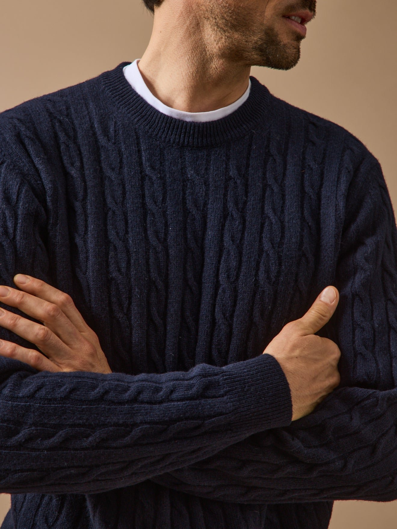 Pull torsades  en laine CYRILLUS Bleu