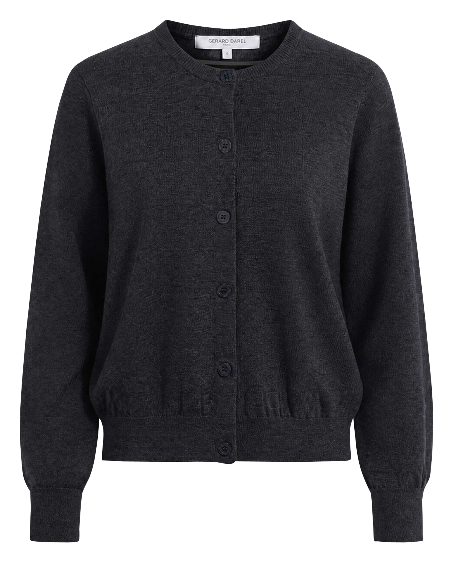 Gerade geschnittene Wollstrickjacke mit Rundhalskragen GERARD DAREL Grau