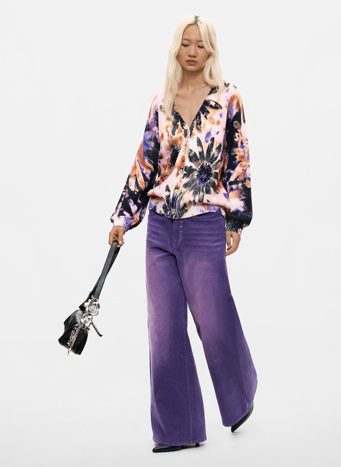 Weiter Pullover mit V-Ausschnitt und Muster DESIGUAL Rot