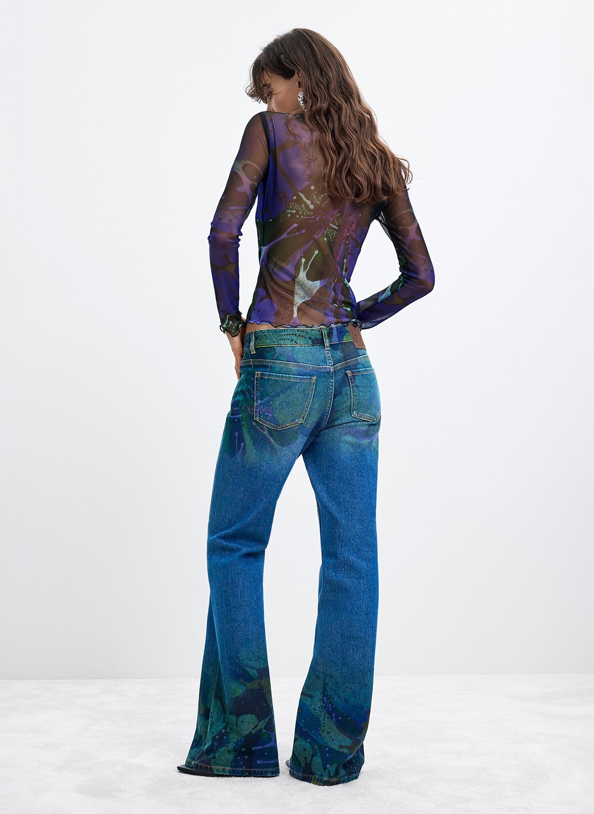 Flared jeans met grafische print DESIGUAL Blauw