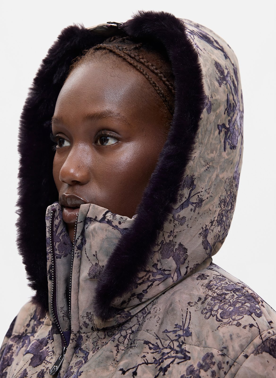 High-neck coat with hood DESIGUAL Black