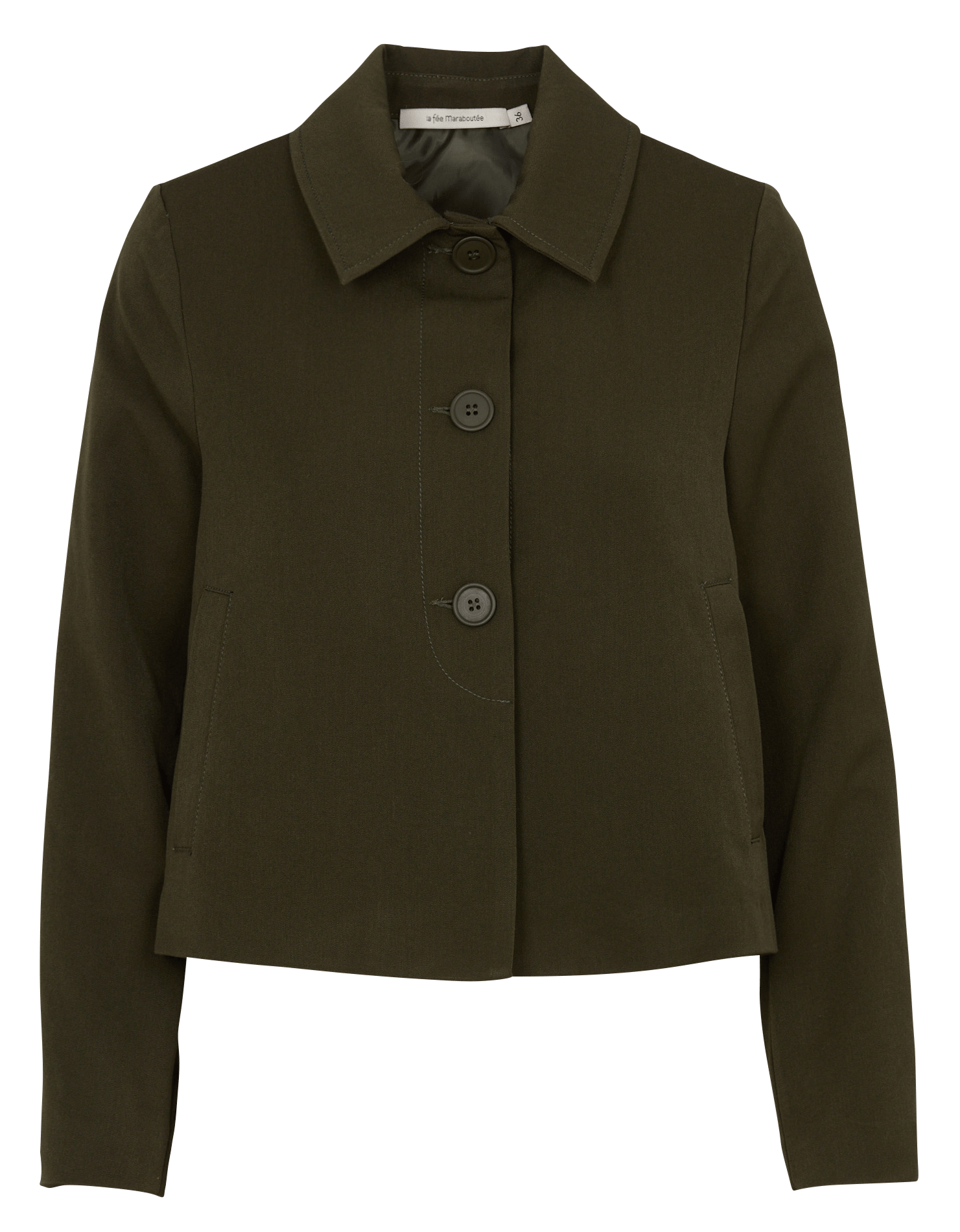 Straight-cut jacket with classic collar LA FEE MARABOUTEE Khaki